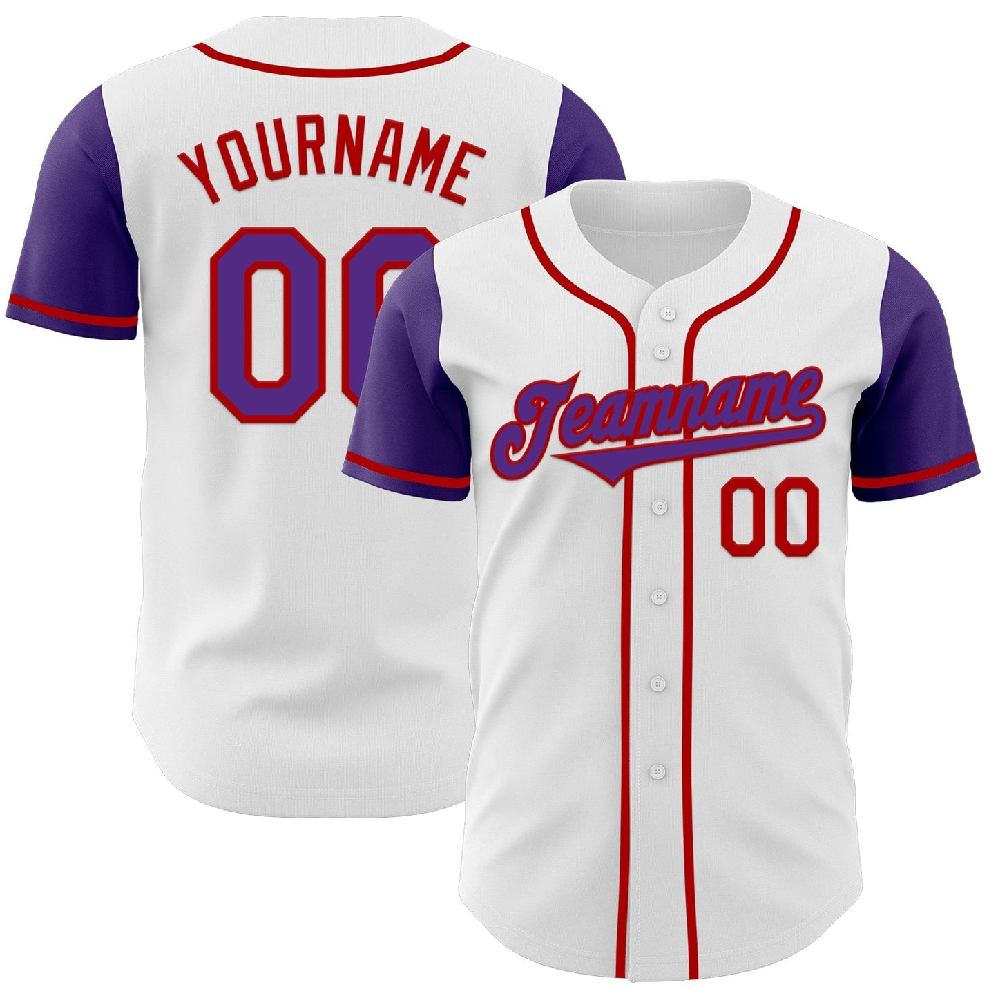 Custom White Purple-Red Authentic Two Tone Baseball Jersey baseball jersey product view 1