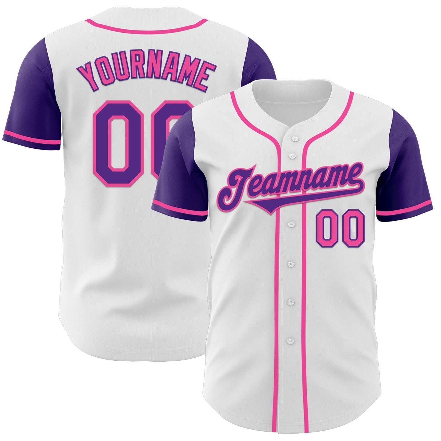 Custom White Purple-Pink Authentic Two Tone Baseball Jersey baseball jersey product view 1