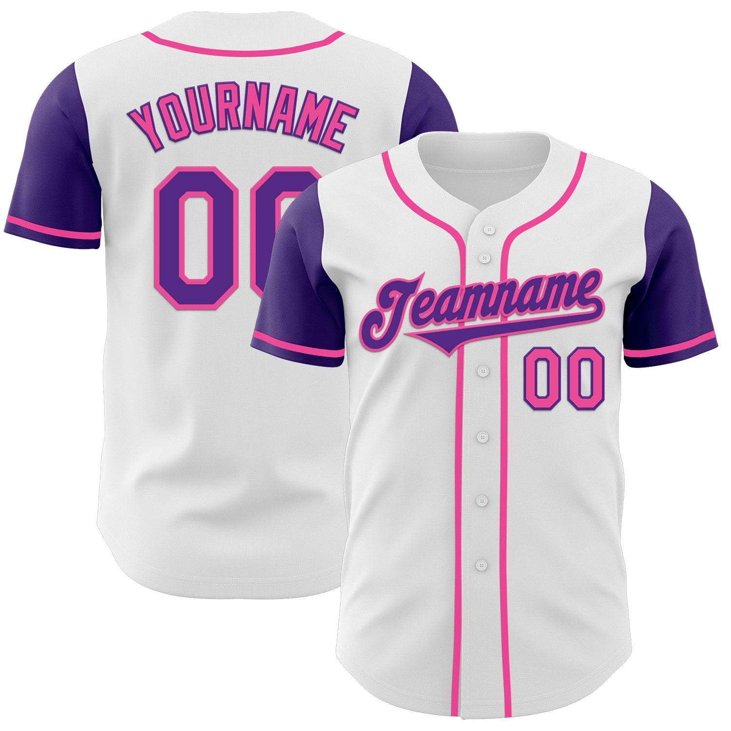 Custom White Purple-Pink Authentic Two Tone Baseball Jersey baseball jersey product view 1