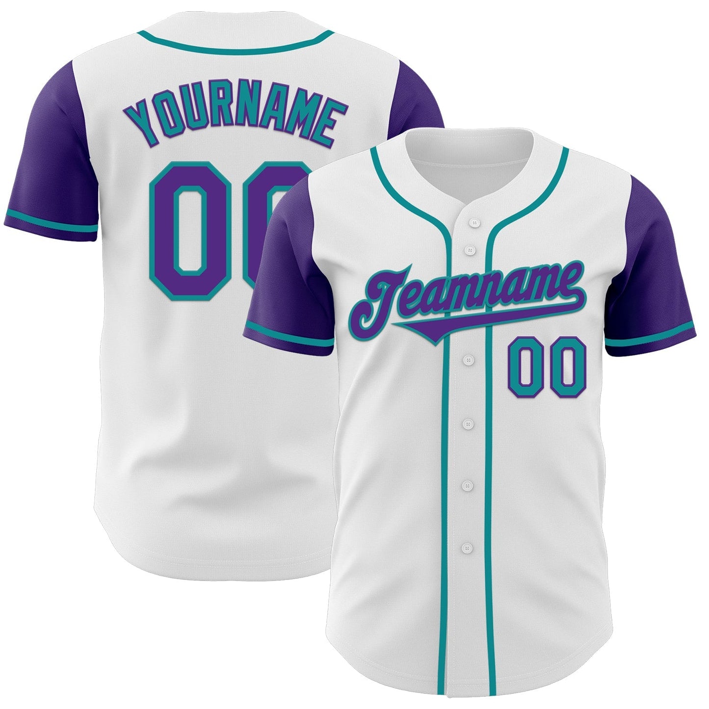 Custom White Purple-Teal Authentic Two Tone Baseball Jersey baseball jersey product view 1