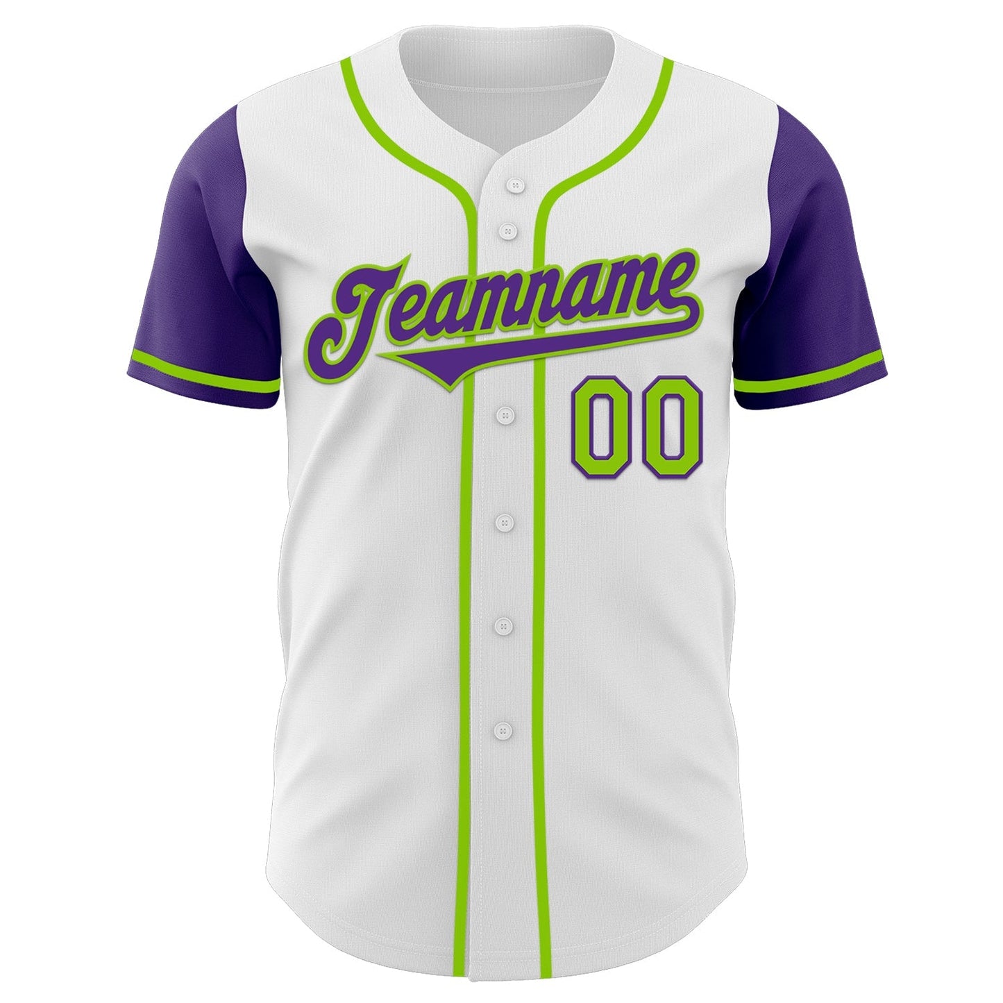 Custom White Purple-Neon Green Authentic Two Tone Baseball Jersey baseball jersey product view 2