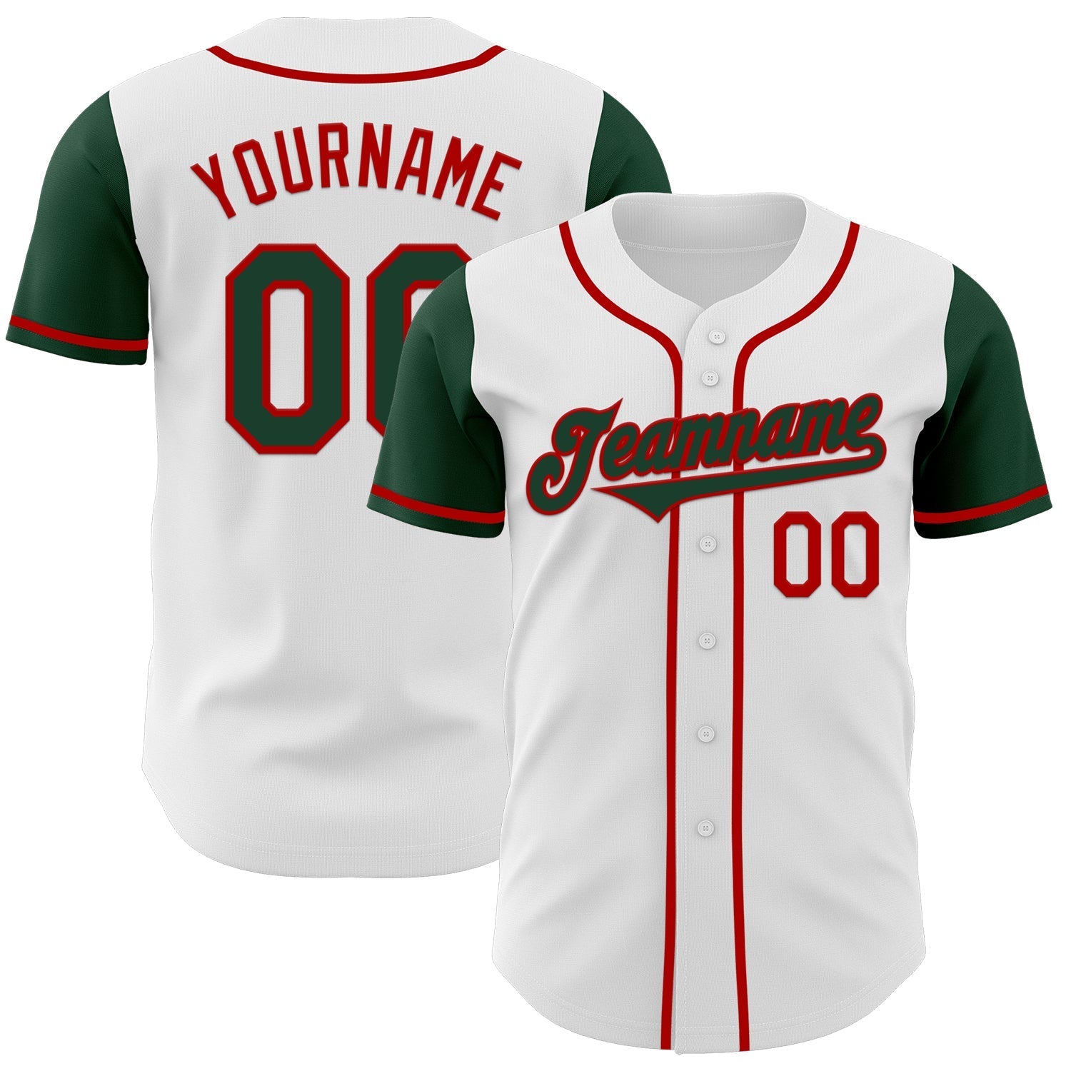 Custom White Green-Red Authentic Two Tone Baseball Jersey baseball jersey product view 1