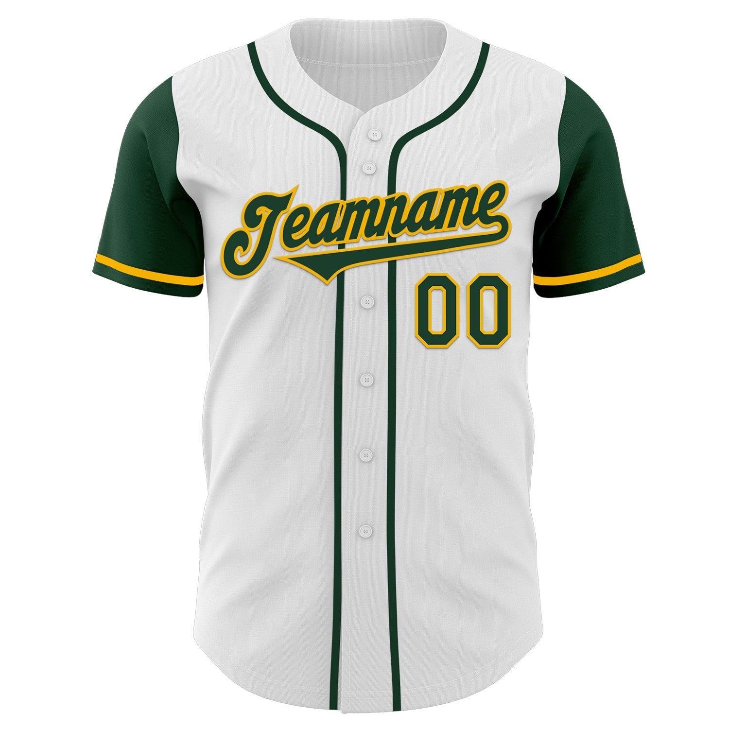 Custom White Green-Gold Authentic Two Tone Baseball Jersey baseball jersey product view 2