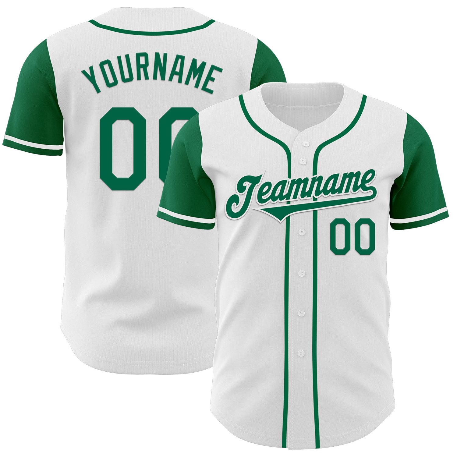 Custom White Kelly Green Authentic Two Tone Baseball Jersey baseball jersey product view 1