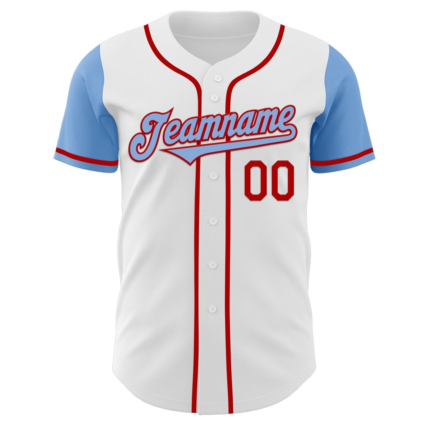 Custom White Light Blue-Red Authentic Two Tone Baseball Jersey baseball jersey product view 2