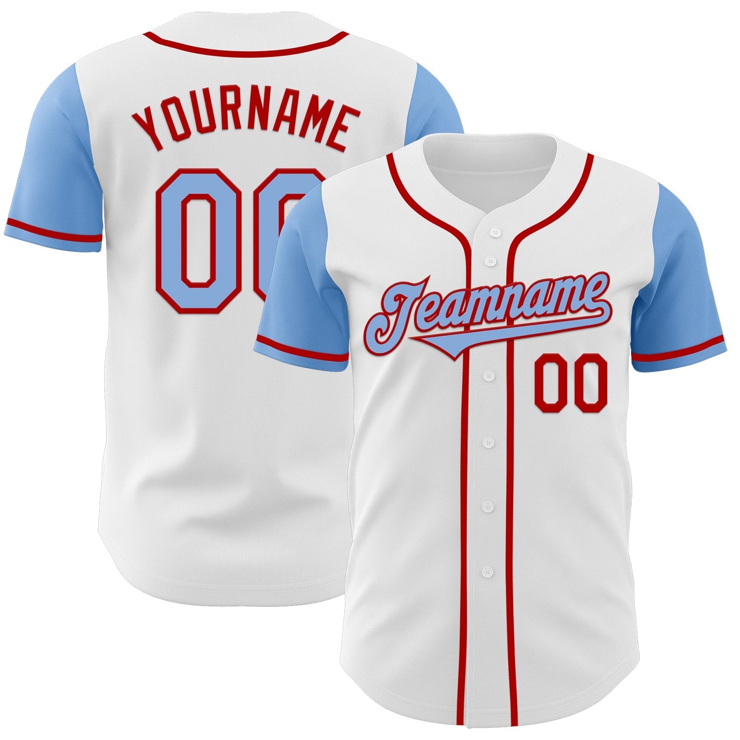 Custom White Light Blue-Red Authentic Two Tone Baseball Jersey baseball jersey product view 1