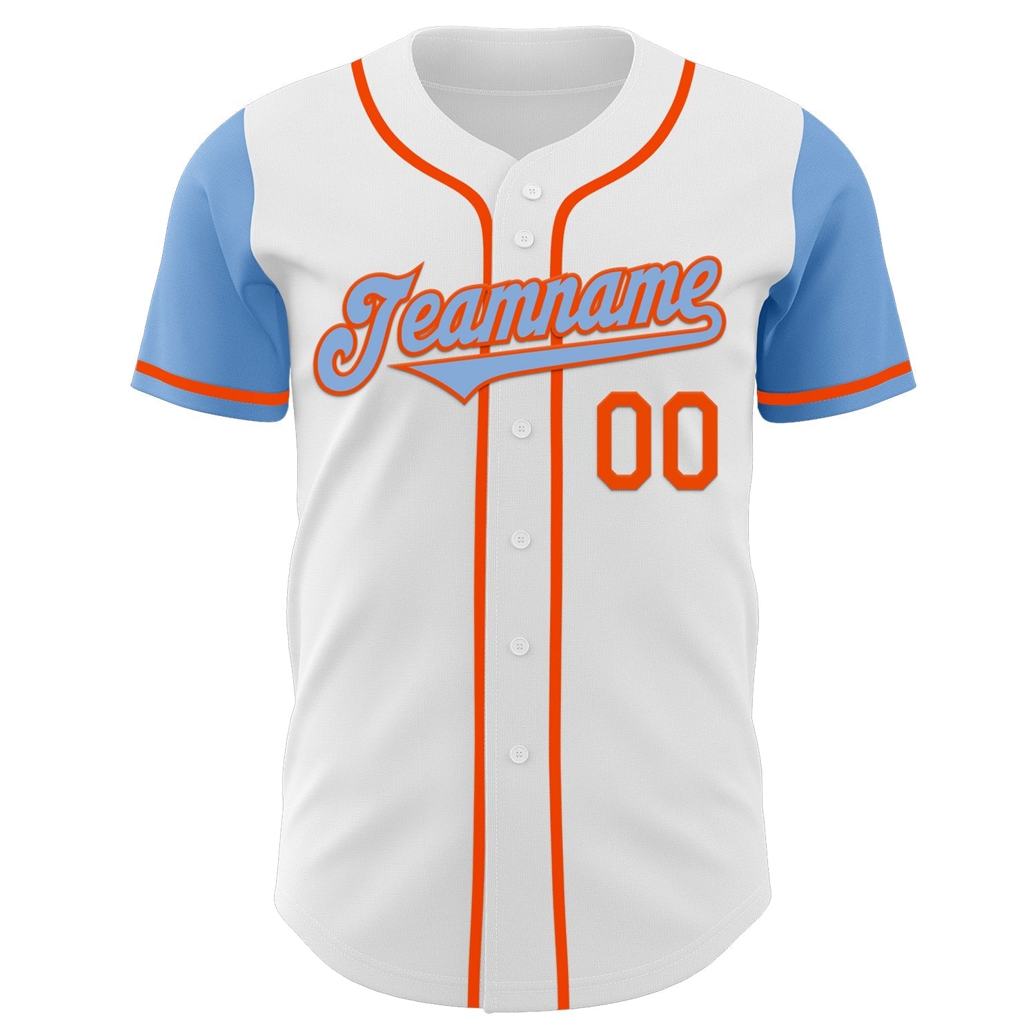 Custom White Light Blue-Orange Authentic Two Tone Baseball Jersey baseball jersey product view 2