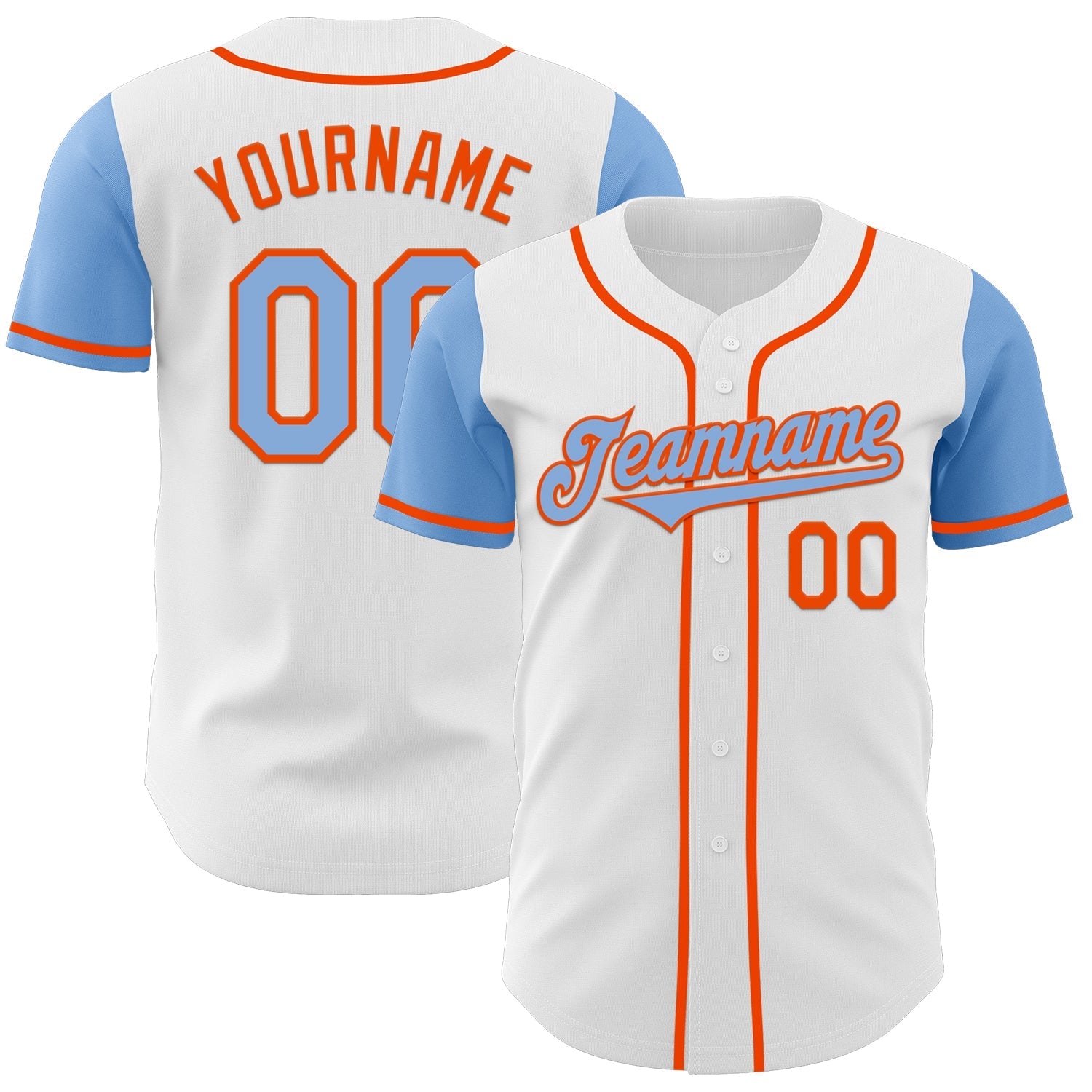 Custom White Light Blue-Orange Authentic Two Tone Baseball Jersey baseball jersey product view 1