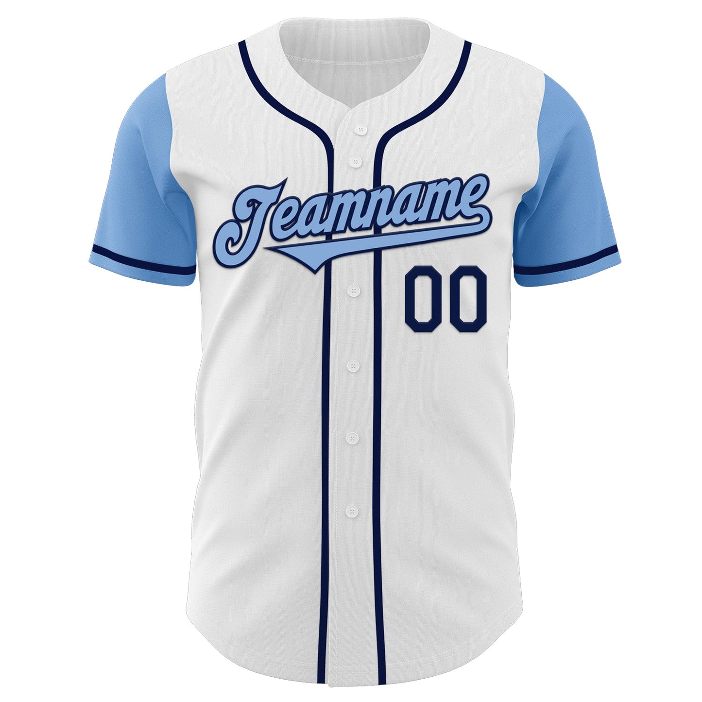 Custom White Light Blue-Navy Authentic Two Tone Baseball Jersey baseball jersey product view 2