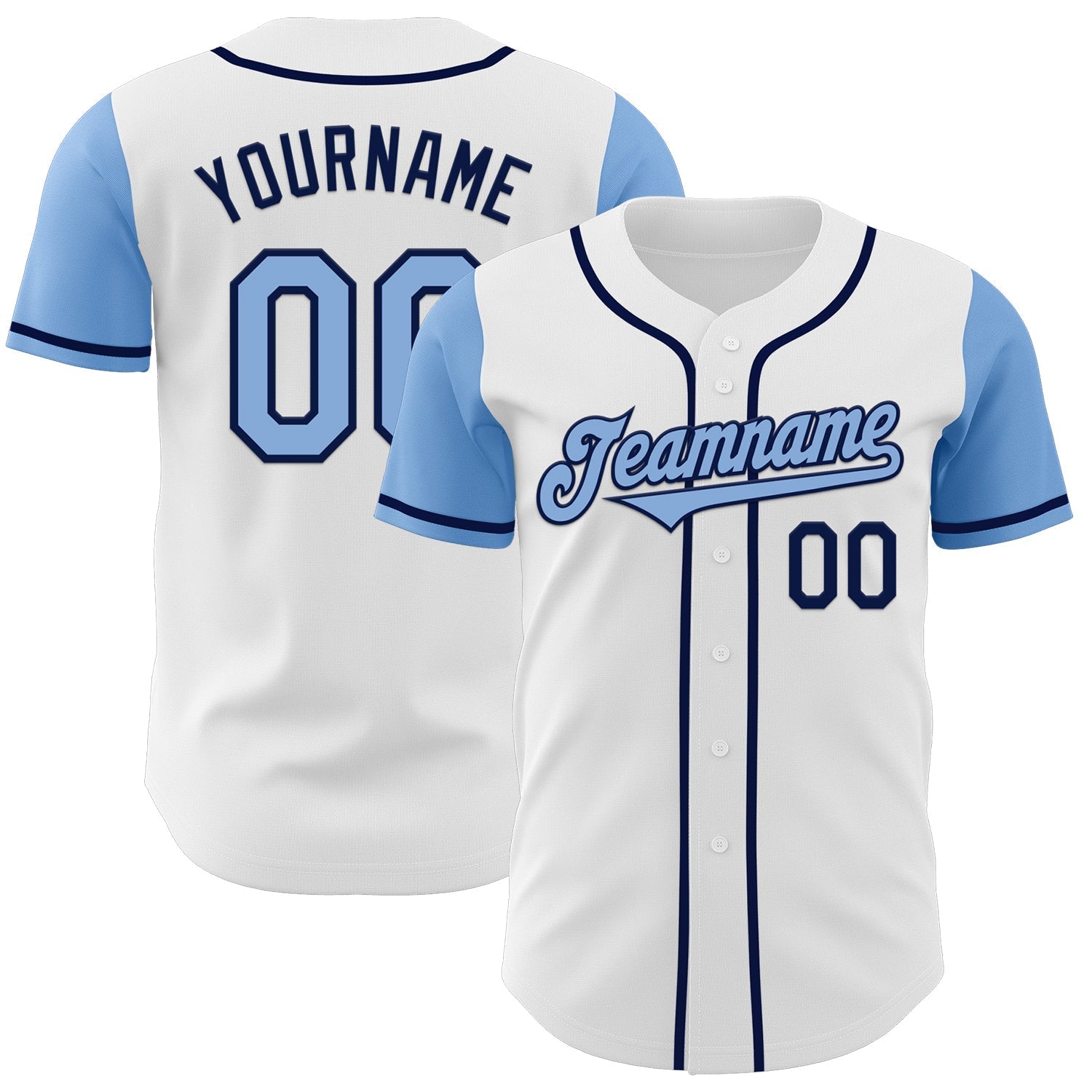 Custom White Light Blue-Navy Authentic Two Tone Baseball Jersey baseball jersey product view 1