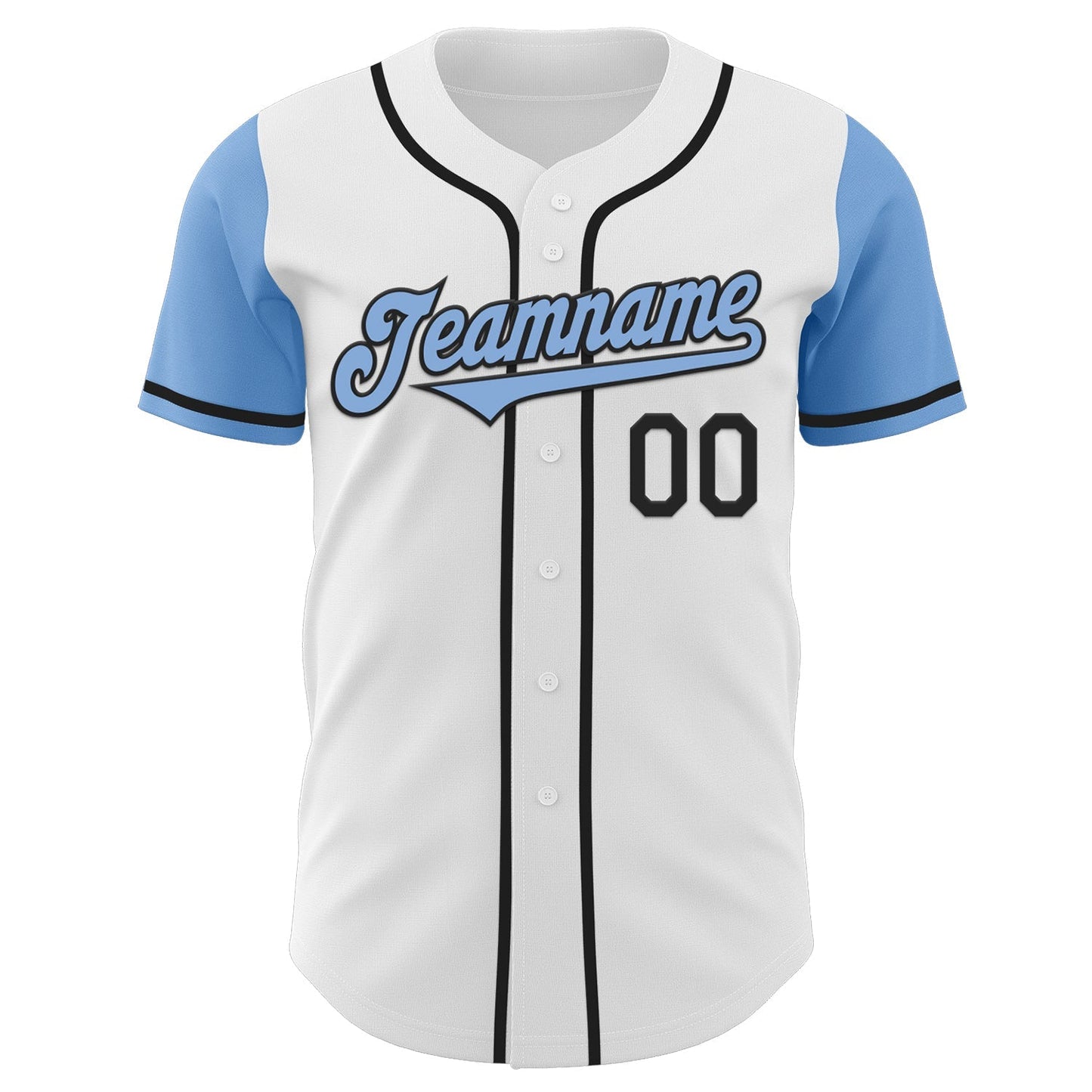 Custom White Light Blue-Black Authentic Two Tone Baseball Jersey baseball jersey product view 2