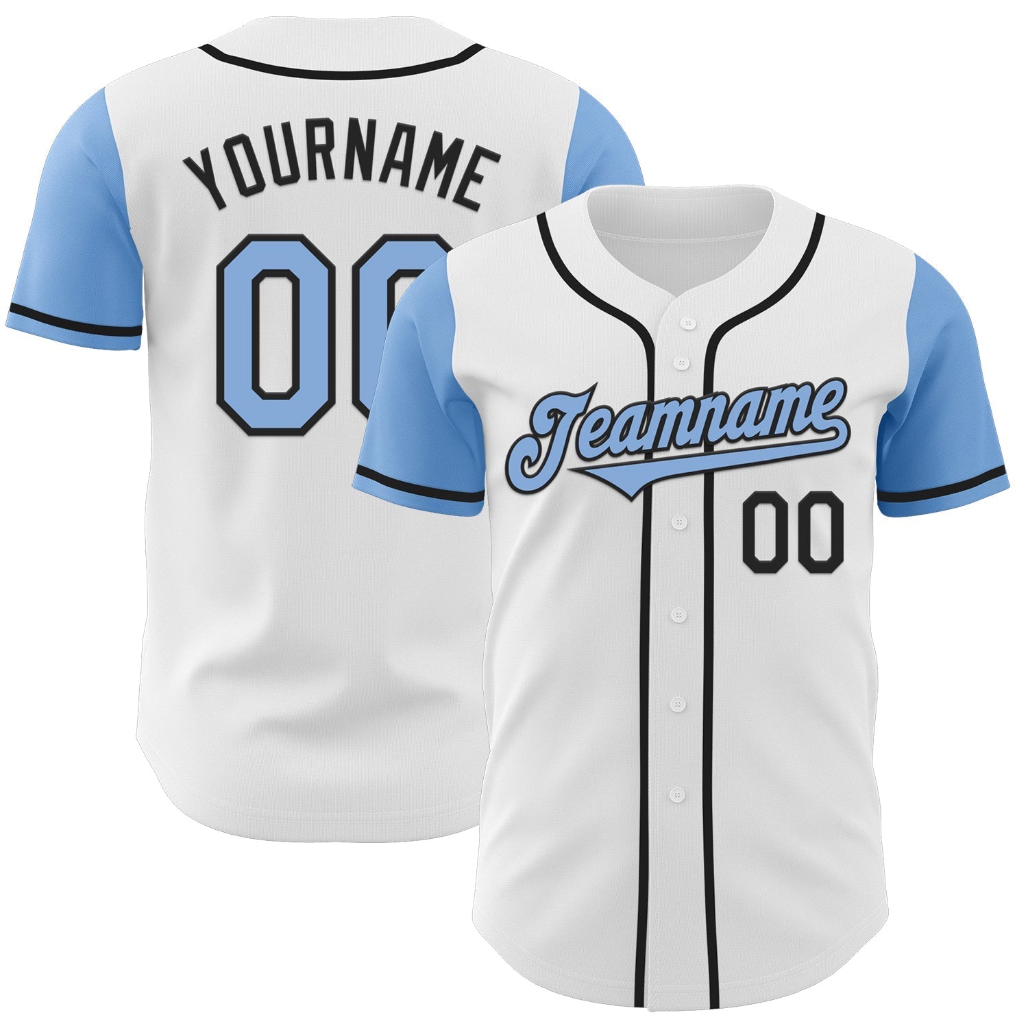 Custom White Light Blue-Black Authentic Two Tone Baseball Jersey baseball jersey product view 1