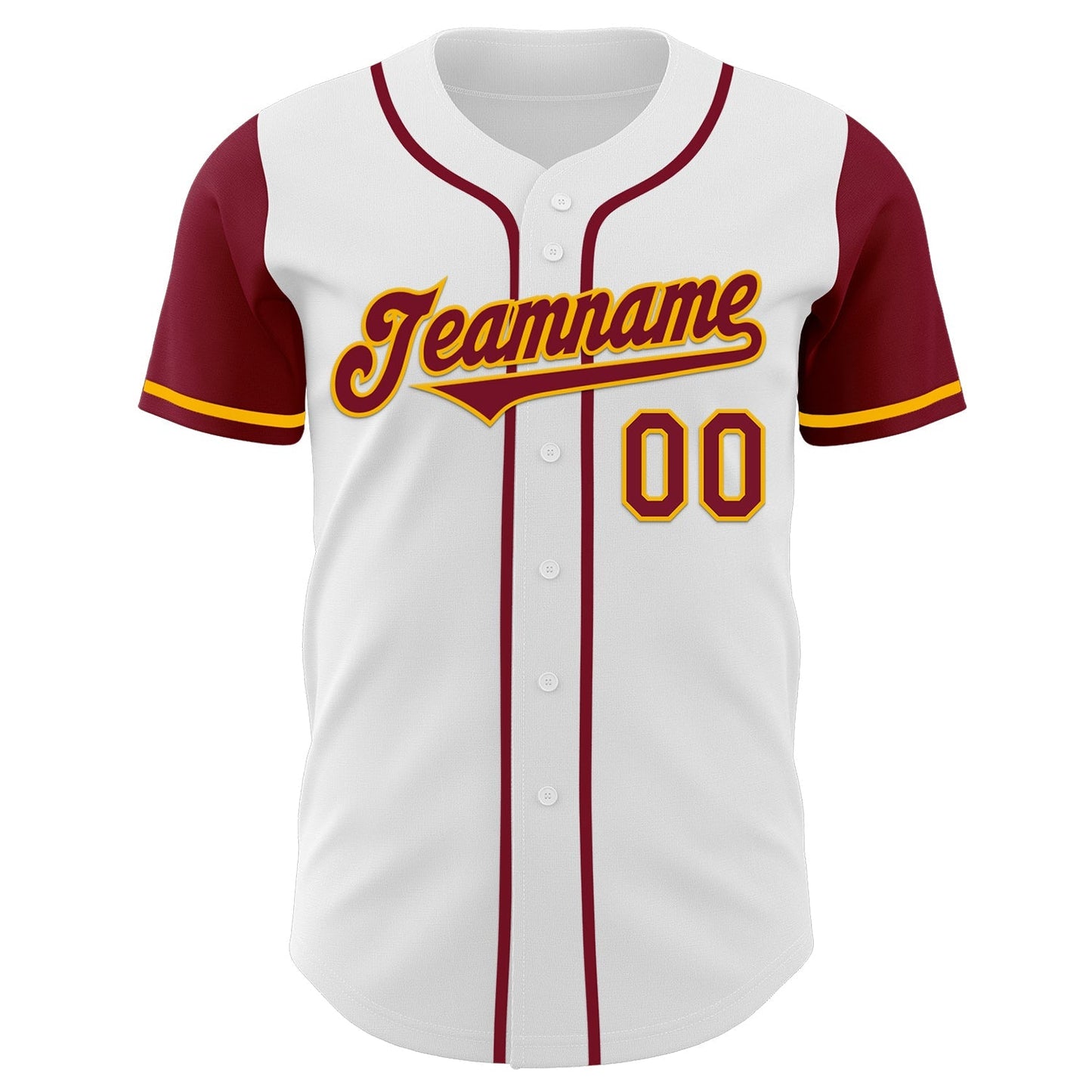 Custom White Crimson-Gold Authentic Two Tone Baseball Jersey baseball jersey product view 2