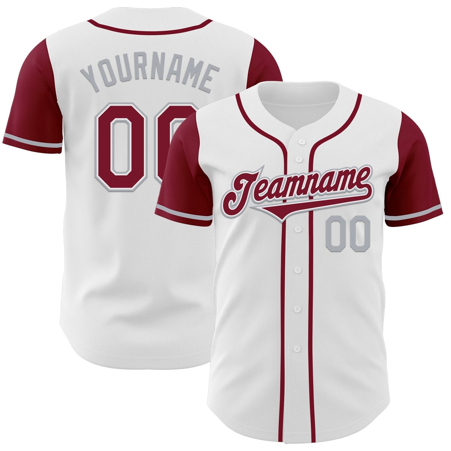 Custom White Crimson-Gray Authentic Two Tone Baseball Jersey baseball jersey product view 1