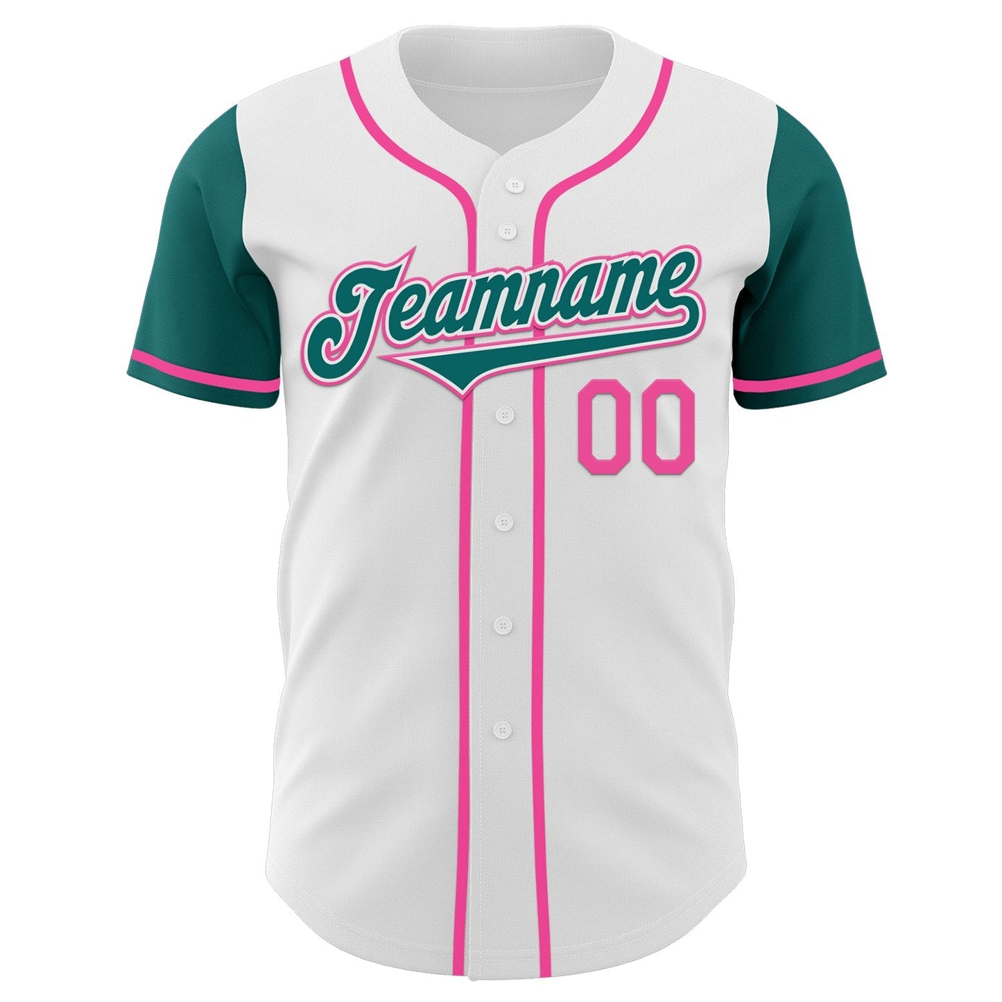 Custom White Teal-Pink Authentic Two Tone Baseball Jersey baseball jersey product view 2
