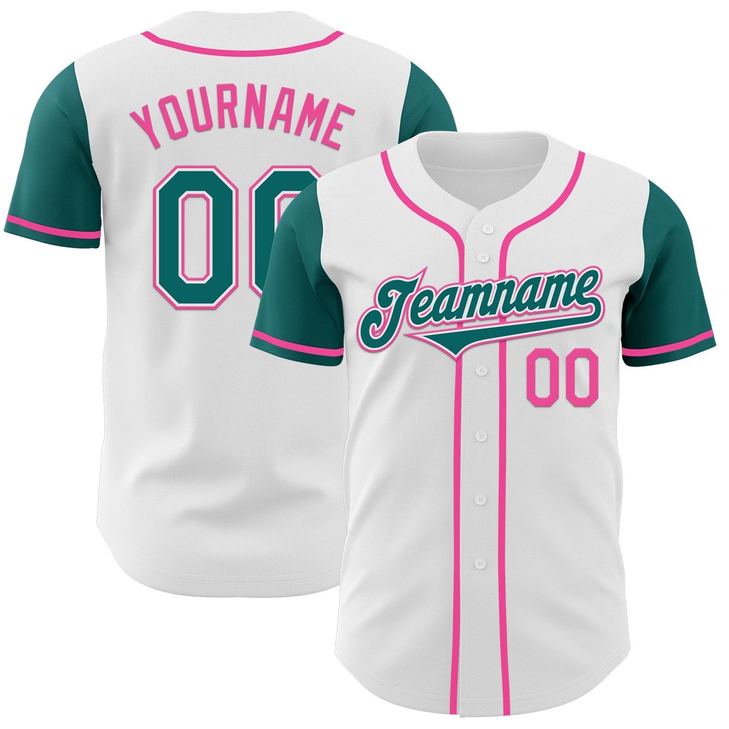 Custom White Teal-Pink Authentic Two Tone Baseball Jersey baseball jersey product view 1