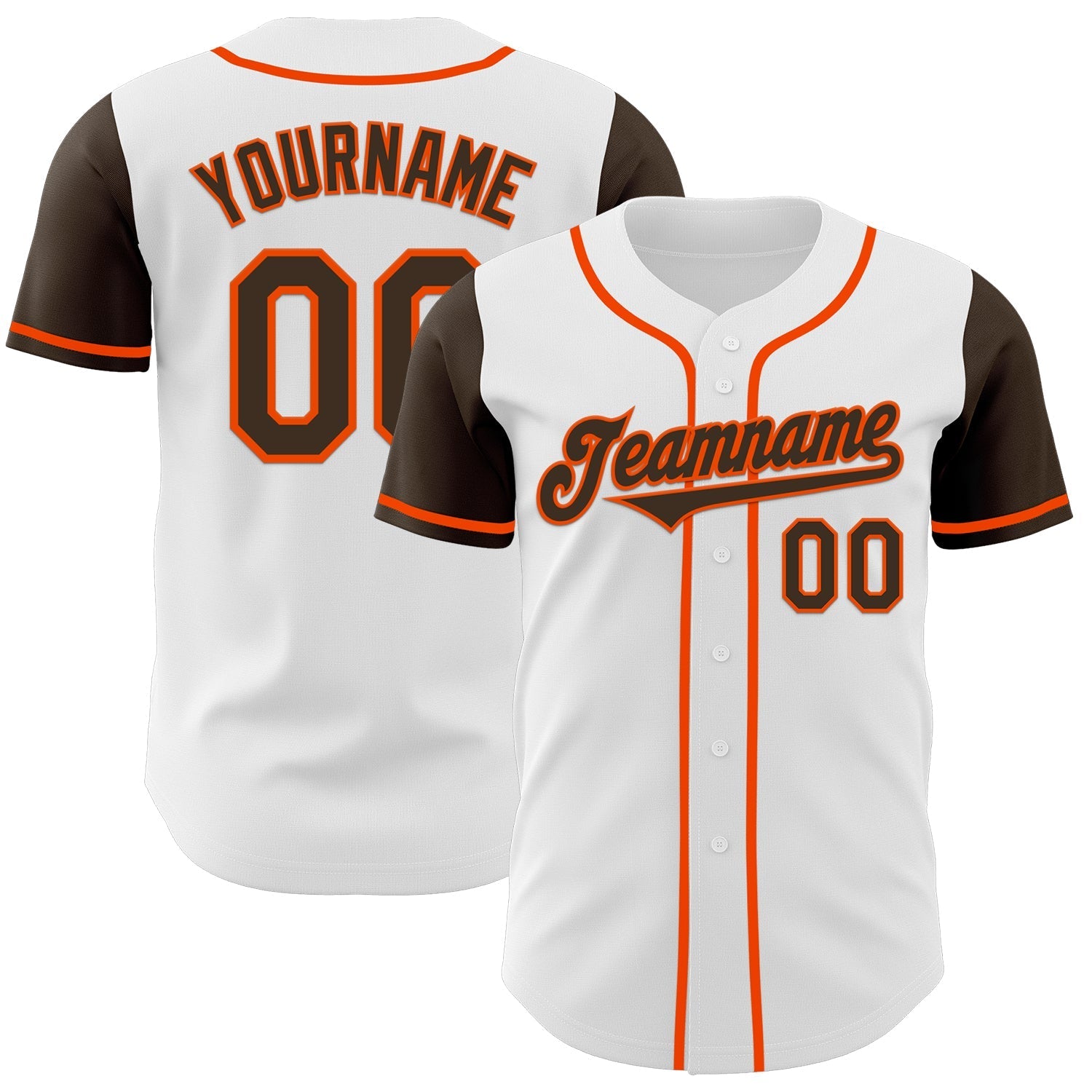 Custom White Brown-Orange Authentic Two Tone Baseball Jersey baseball jersey product view 1