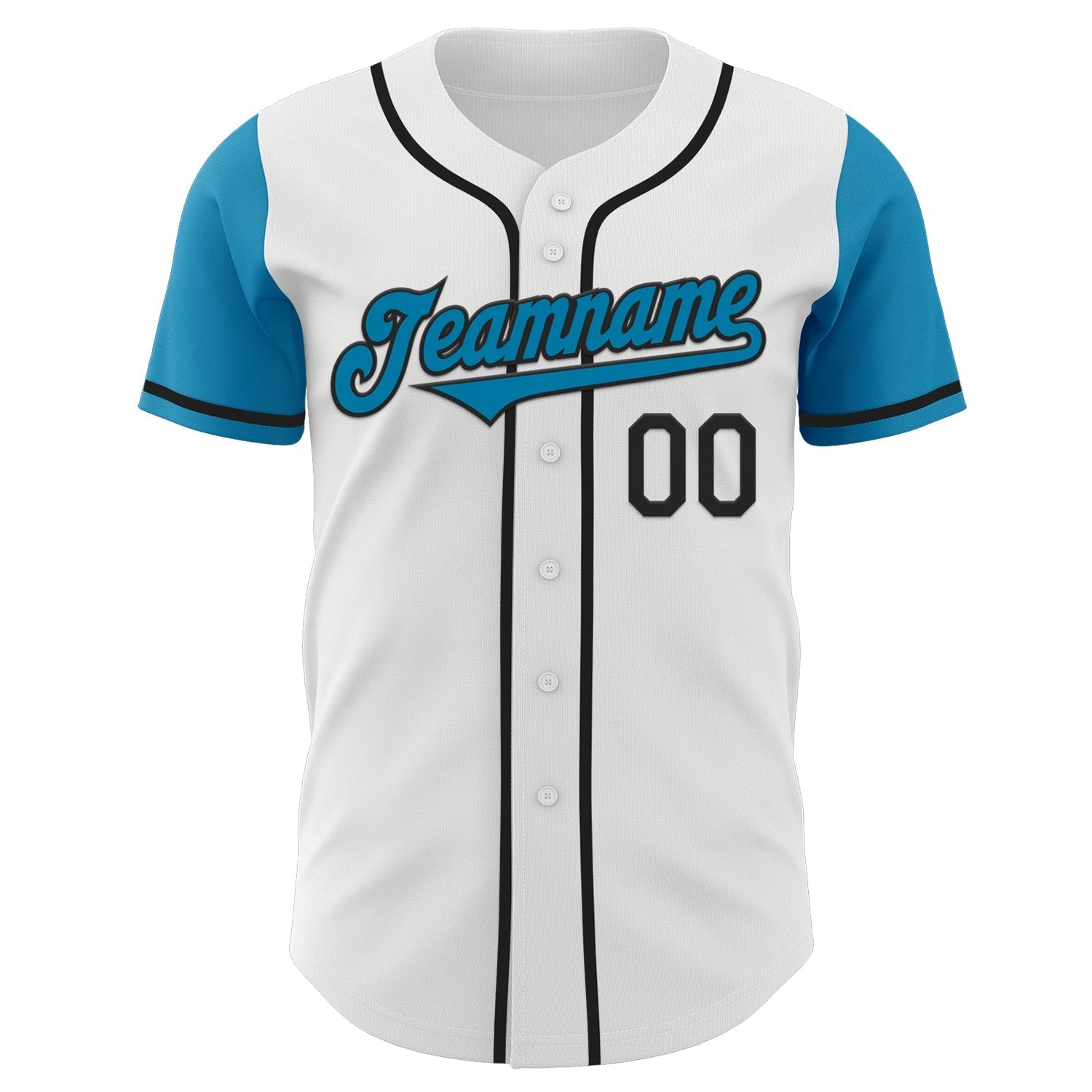 Custom White Panther Blue-Black Authentic Two Tone Baseball Jersey baseball jersey product view 2
