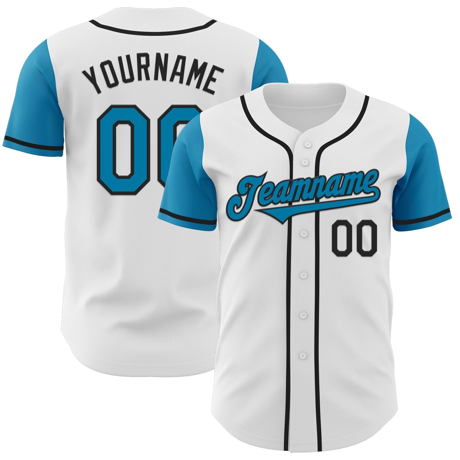 Custom White Panther Blue-Black Authentic Two Tone Baseball Jersey baseball jersey product view 1