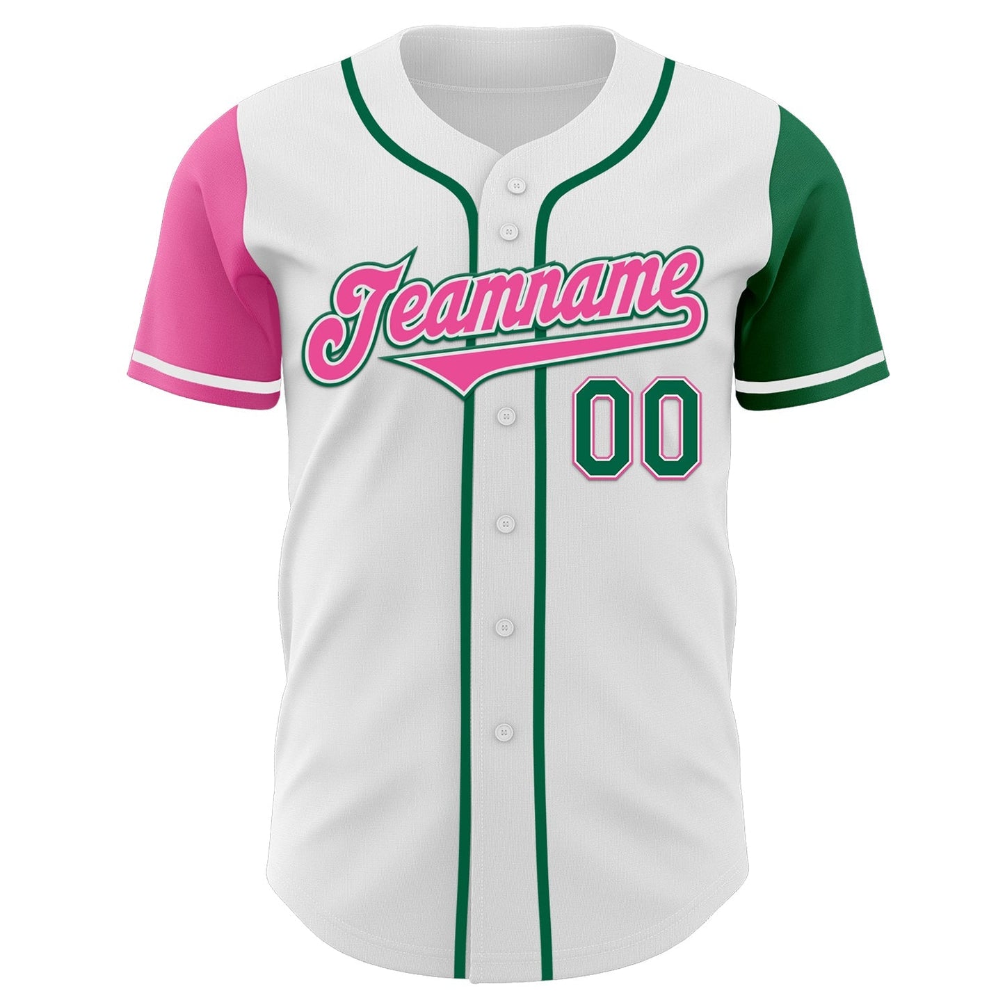 Custom White Kelly Green-Pink Authentic Two Tone Baseball Jersey baseball jersey product view 2