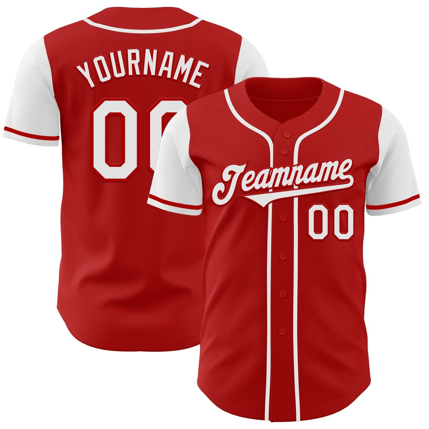 Custom Red White Authentic Two Tone Baseball Jersey baseball jersey product view 1
