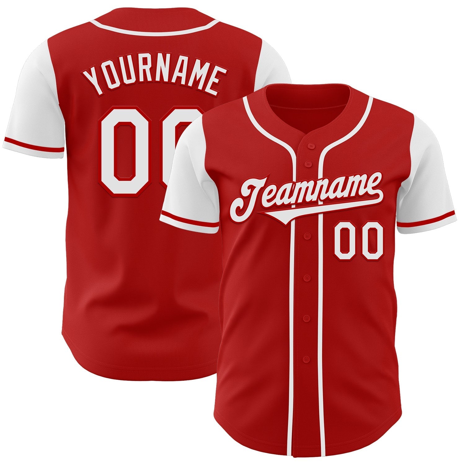 Custom Red White Authentic Two Tone Baseball Jersey baseball jersey product view 1