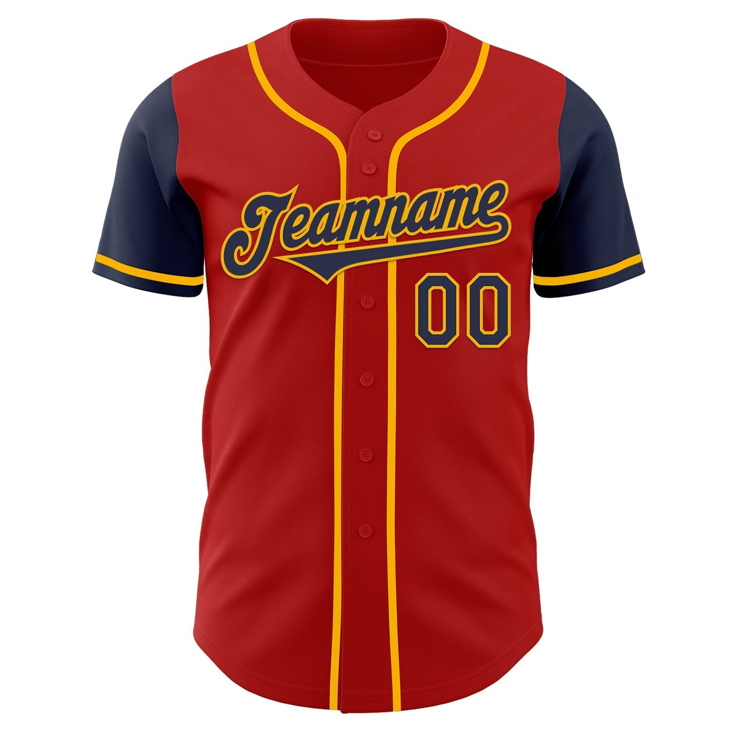 Custom Red Navy-Gold Authentic Two Tone Baseball Jersey baseball jersey product view 2