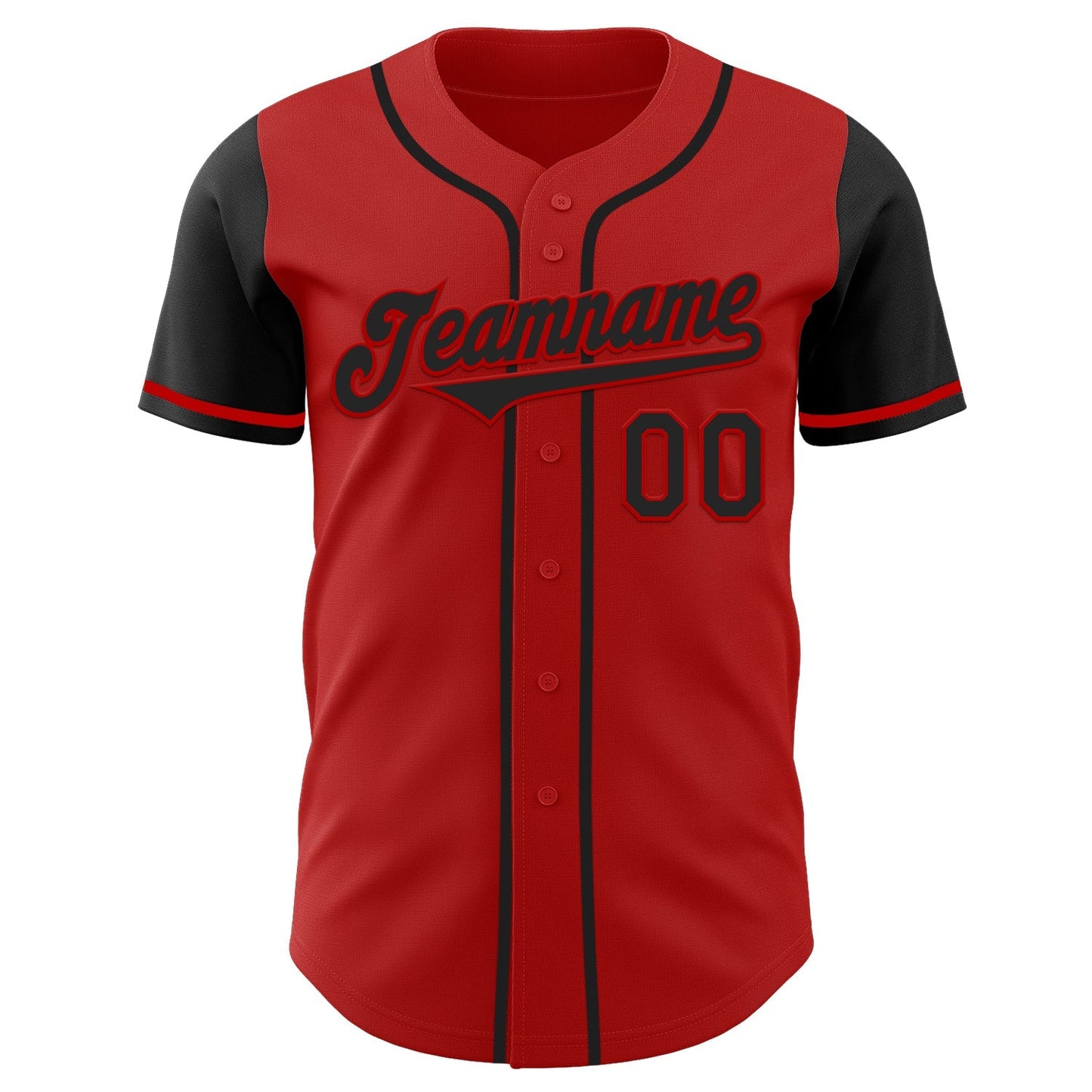 Custom Red Black Authentic Two Tone Baseball Jersey baseball jersey product view 2