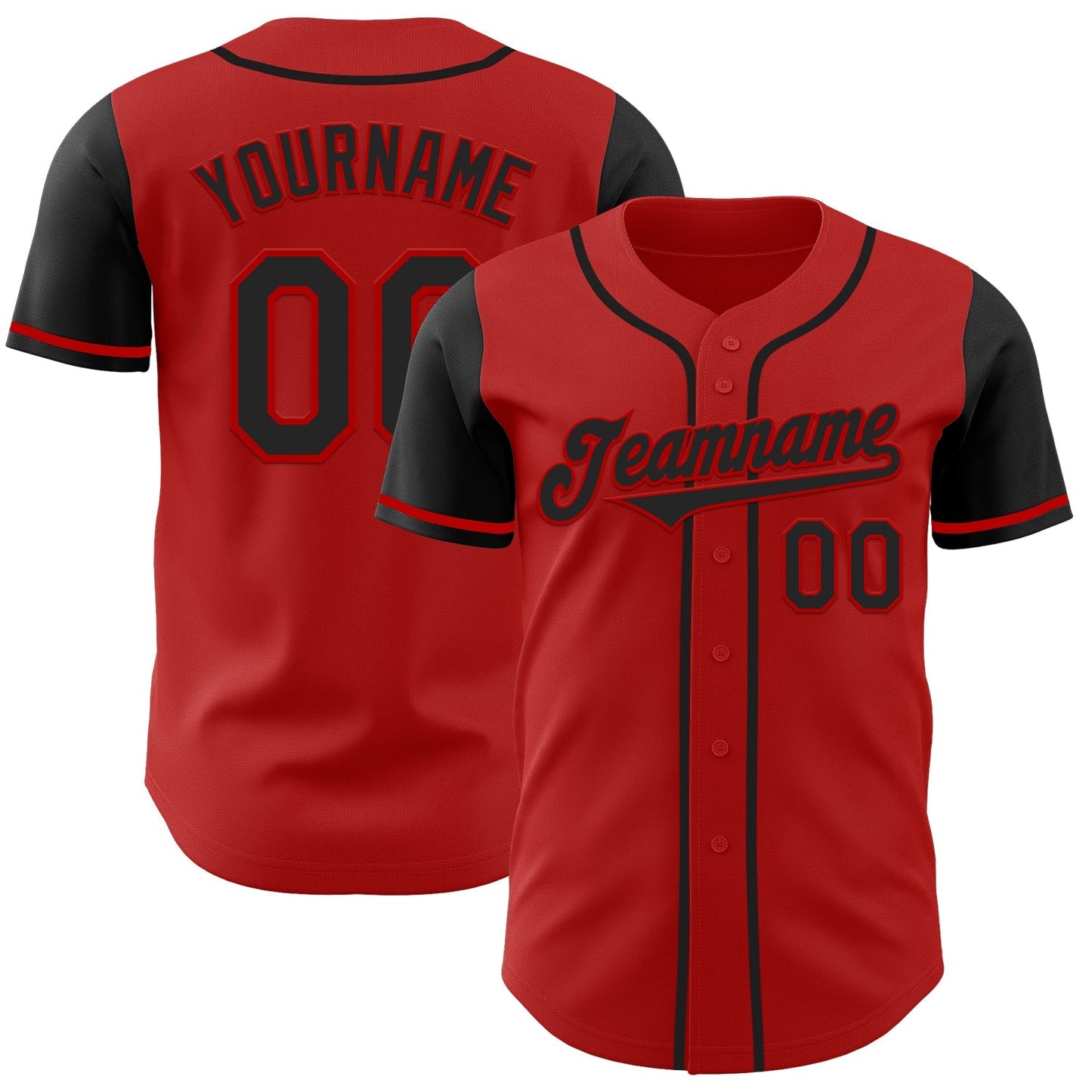 Custom Red Black Authentic Two Tone Baseball Jersey baseball jersey product view 1