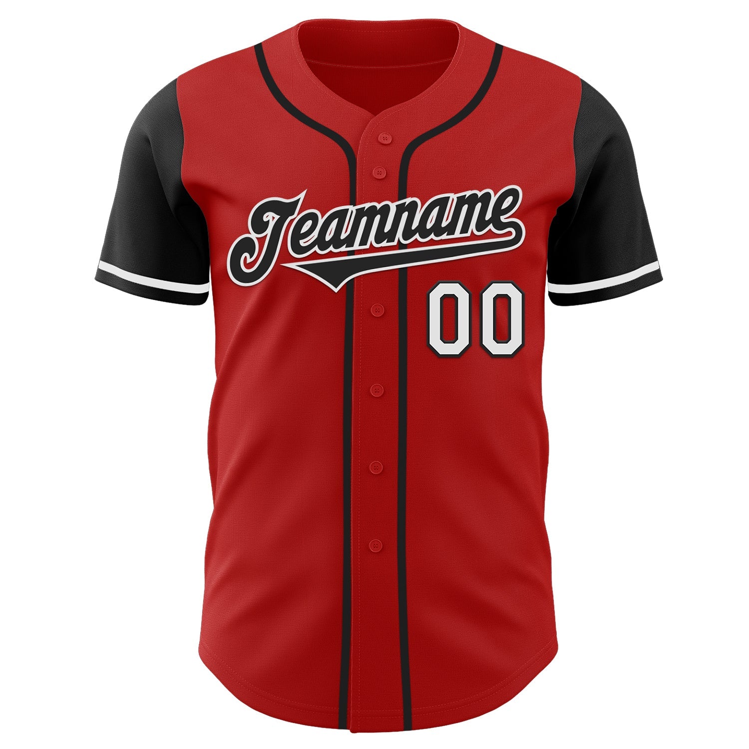 Custom Red Black-White Authentic Two Tone Baseball Jersey baseball jersey product view 2