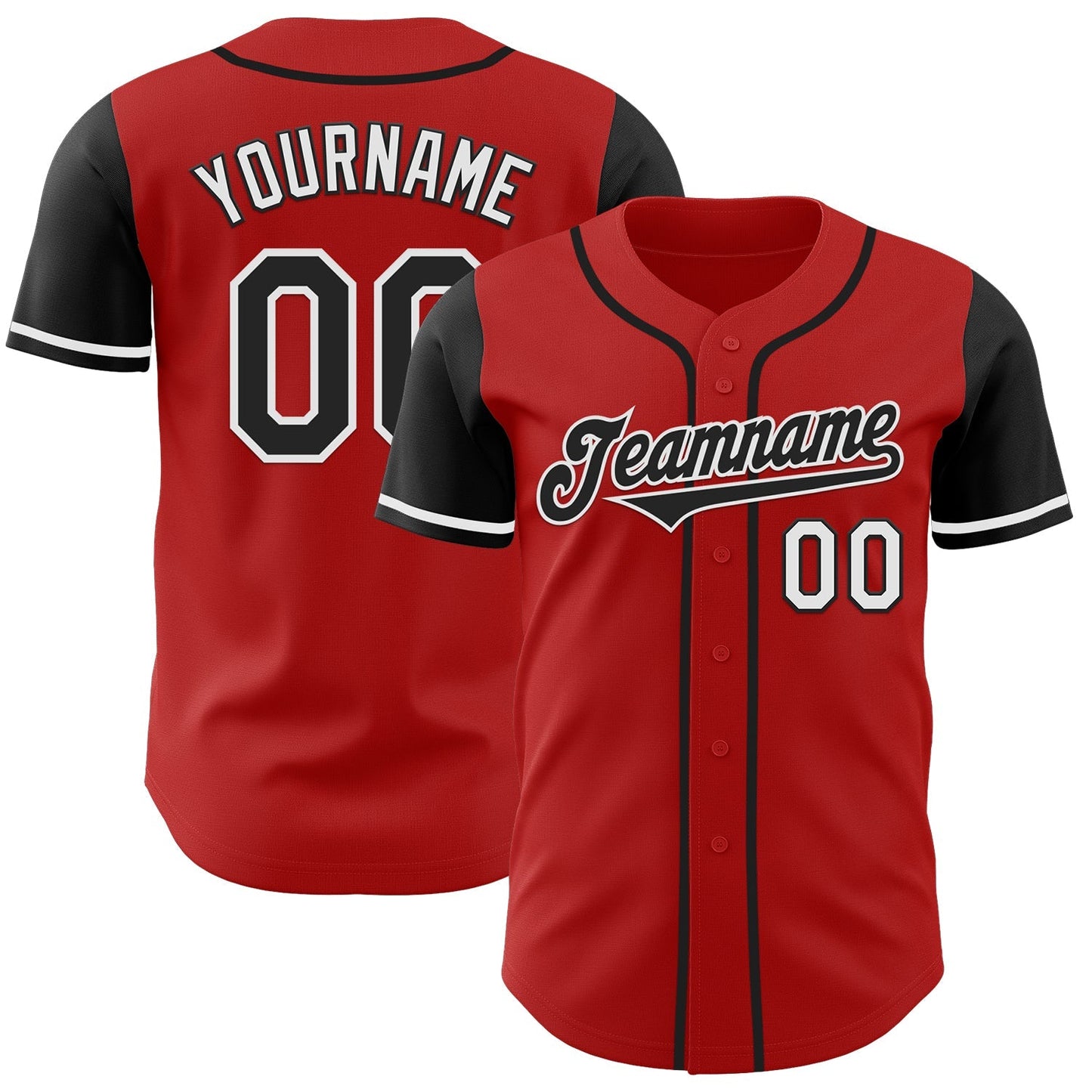 Custom Red Black-White Authentic Two Tone Baseball Jersey baseball jersey product view 1