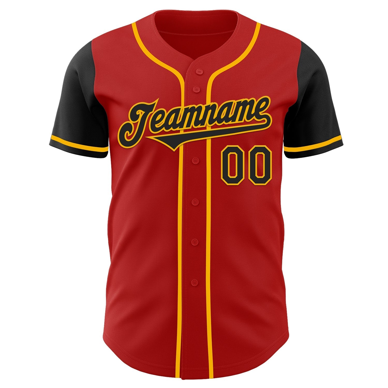 Custom Red Black-Gold Authentic Two Tone Baseball Jersey baseball jersey product view 2