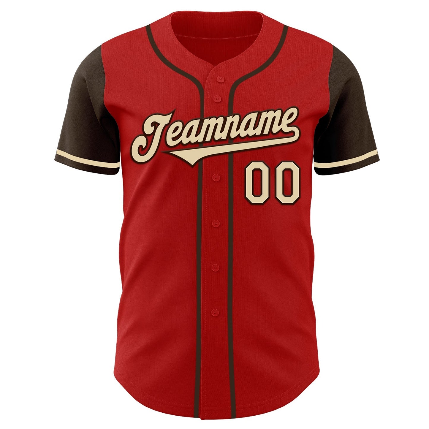Custom Red Cream-Brown Authentic Two Tone Baseball Jersey baseball jersey product view 2