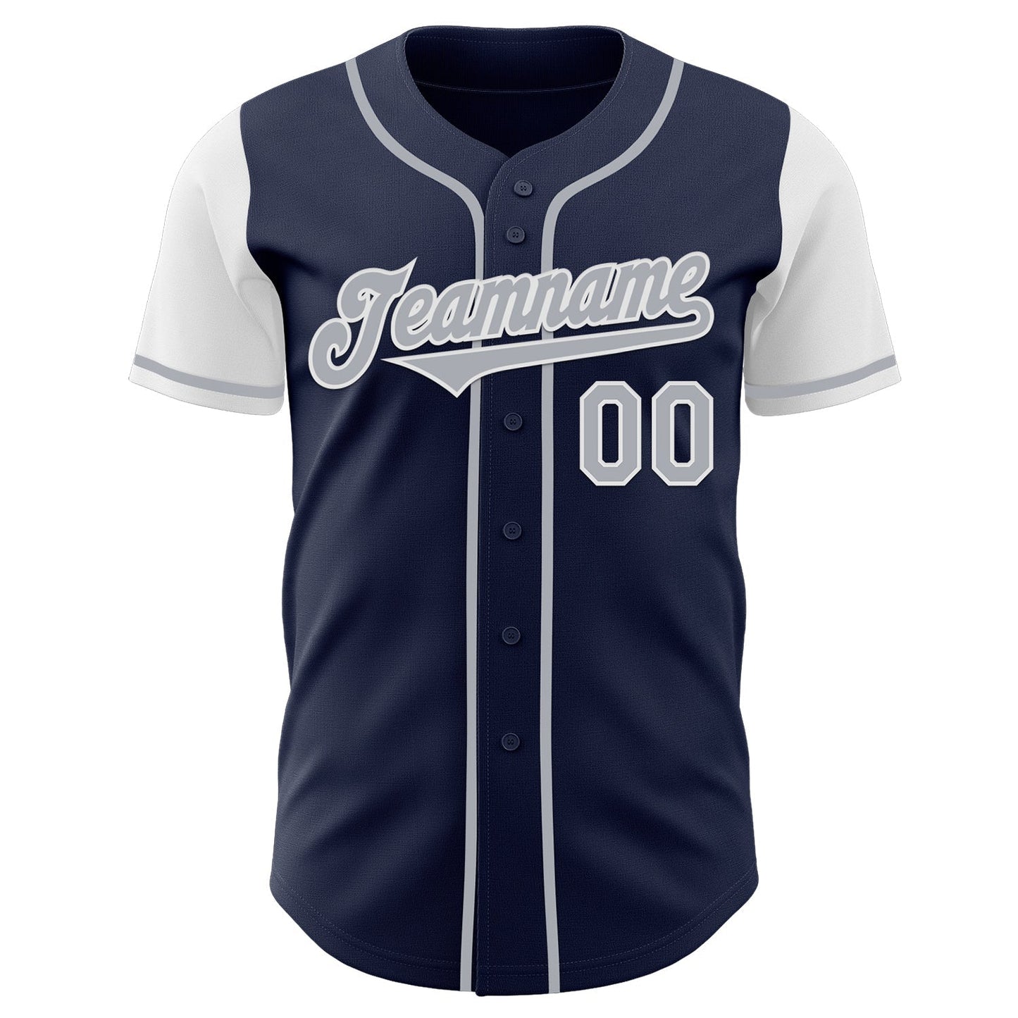 Custom Navy Gray-White Authentic Two Tone Baseball Jersey baseball jersey product view 2