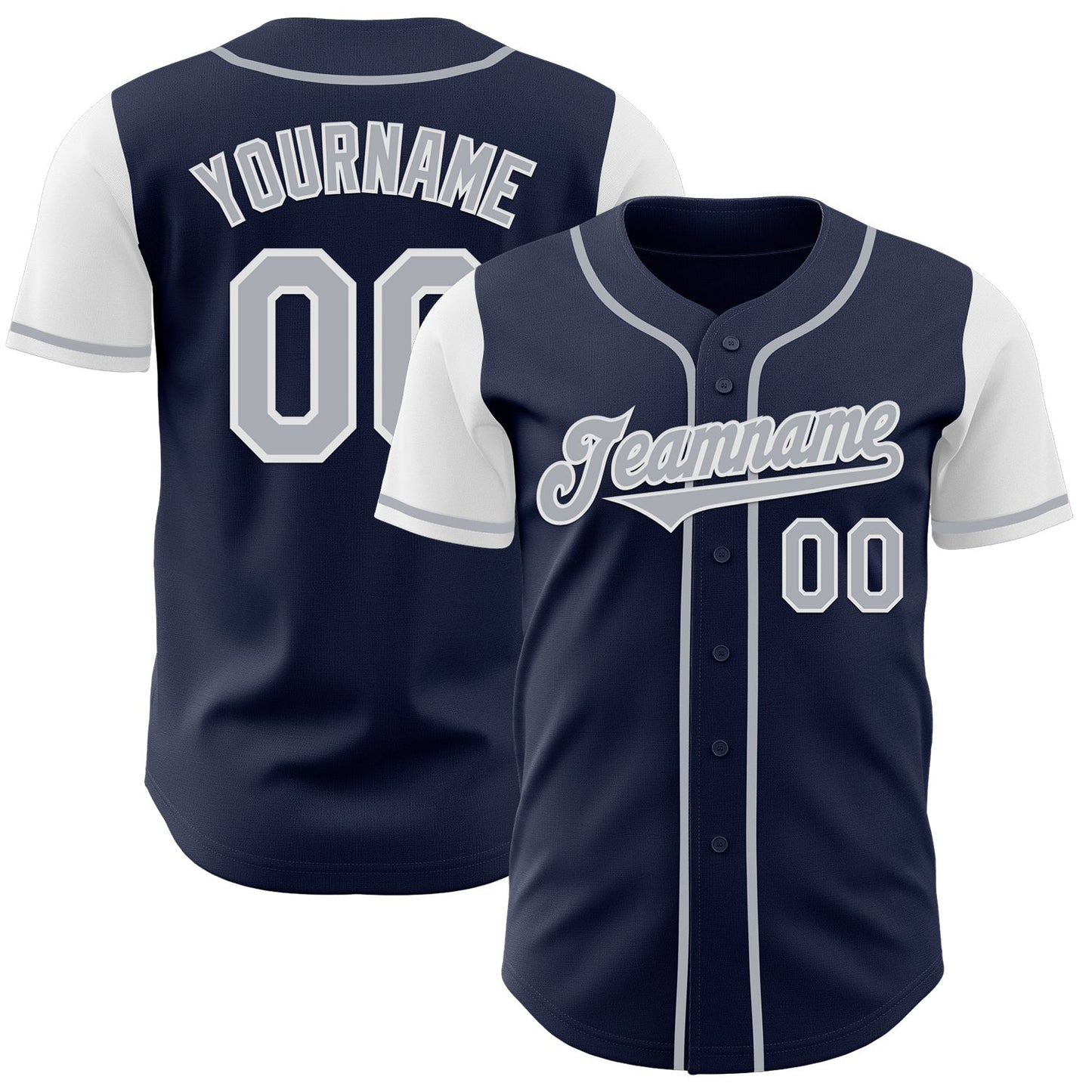 Custom Navy Gray-White Authentic Two Tone Baseball Jersey baseball jersey product view 1