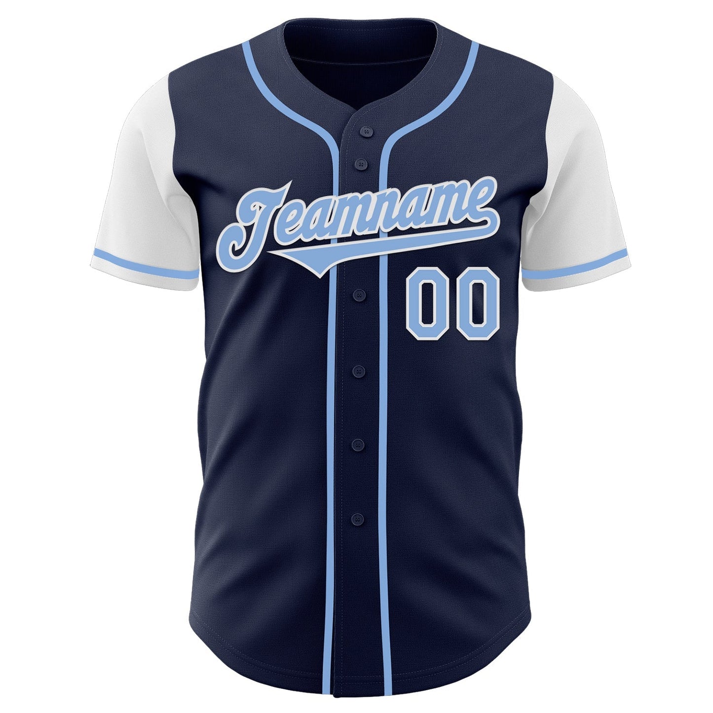Custom Navy Light Blue-White Authentic Two Tone Baseball Jersey baseball jersey product view 2