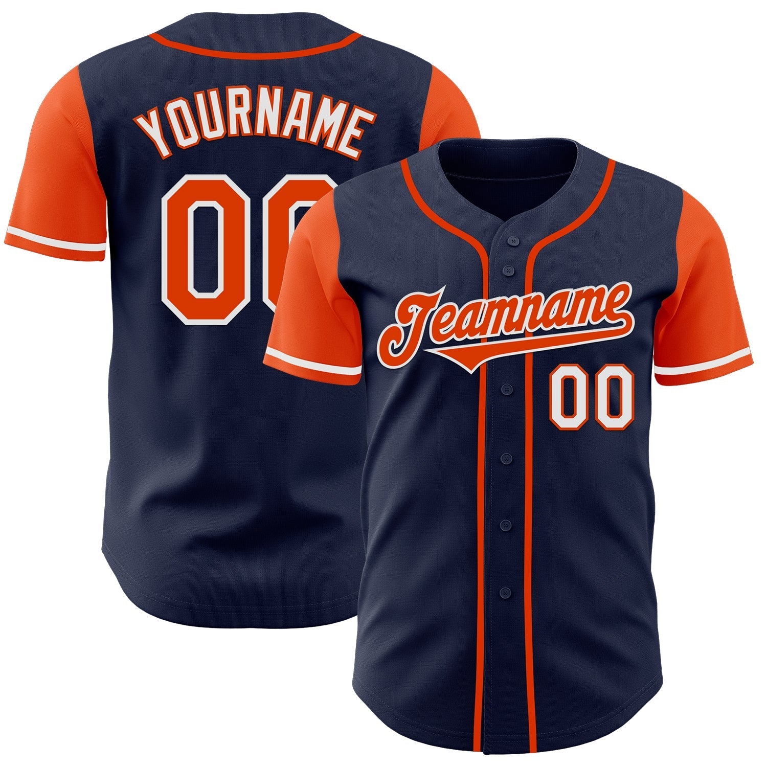Custom Navy Orange-White Authentic Two Tone Baseball Jersey baseball jersey product view 1