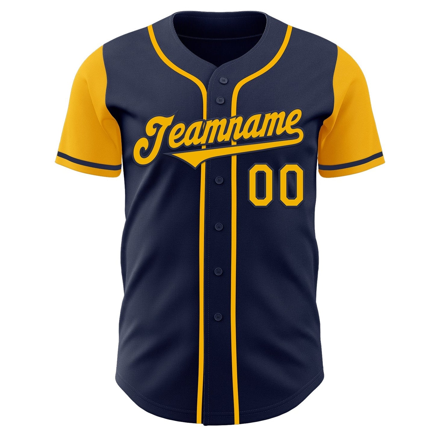 Custom Navy Gold Authentic Two Tone Baseball Jersey baseball jersey product view 2