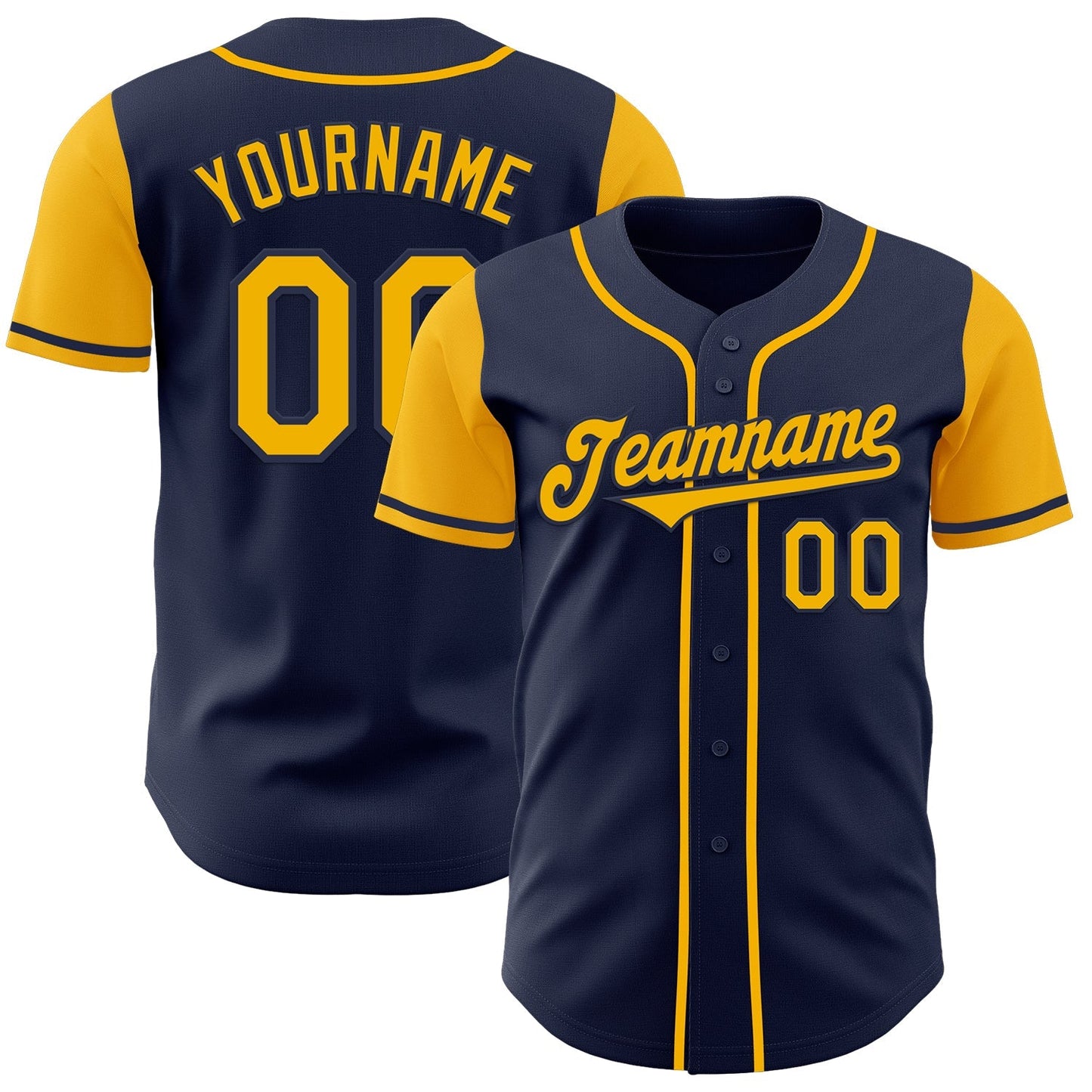 Custom Navy Gold Authentic Two Tone Baseball Jersey baseball jersey product view 1