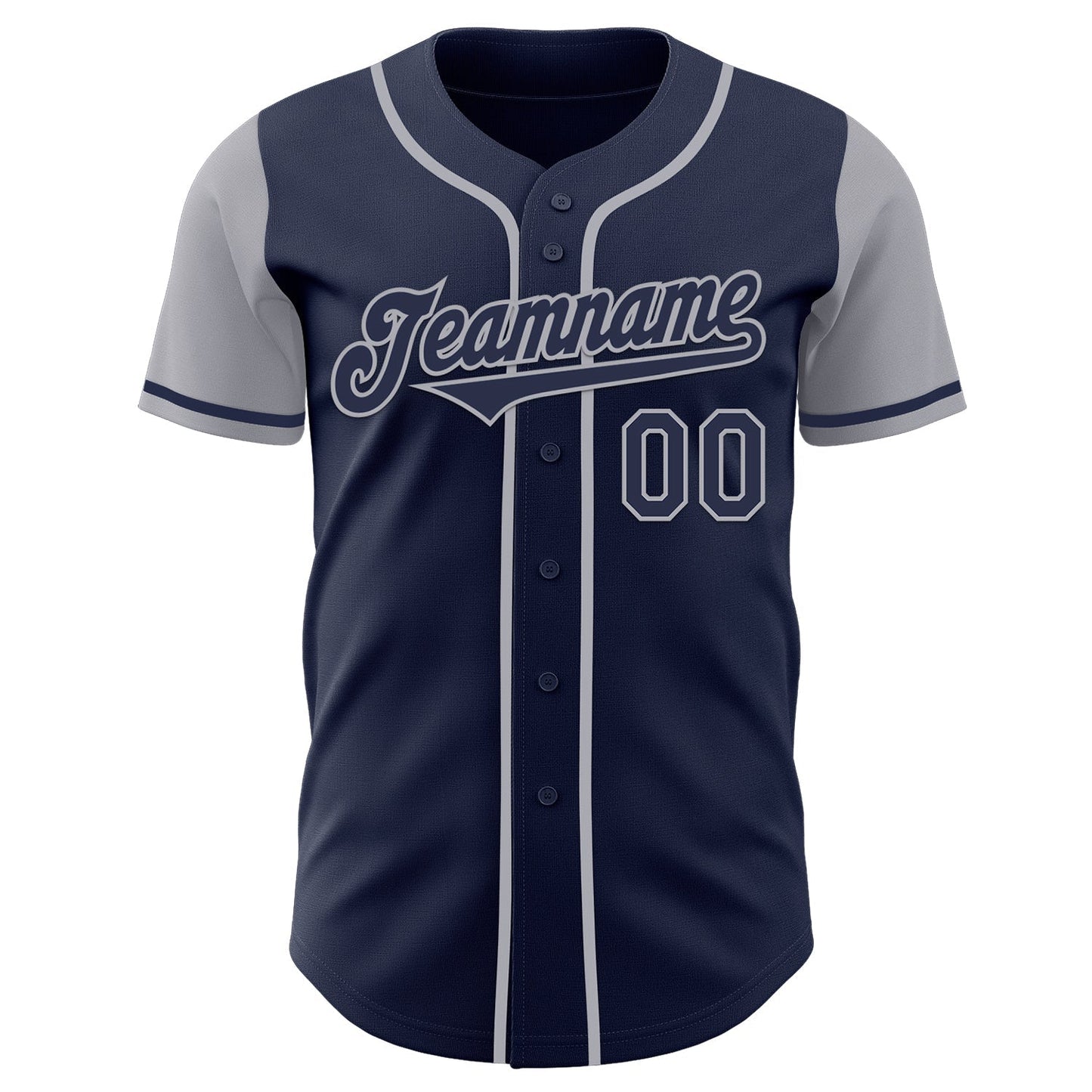Custom Navy Gray Authentic Two Tone Baseball Jersey baseball jersey product view 2
