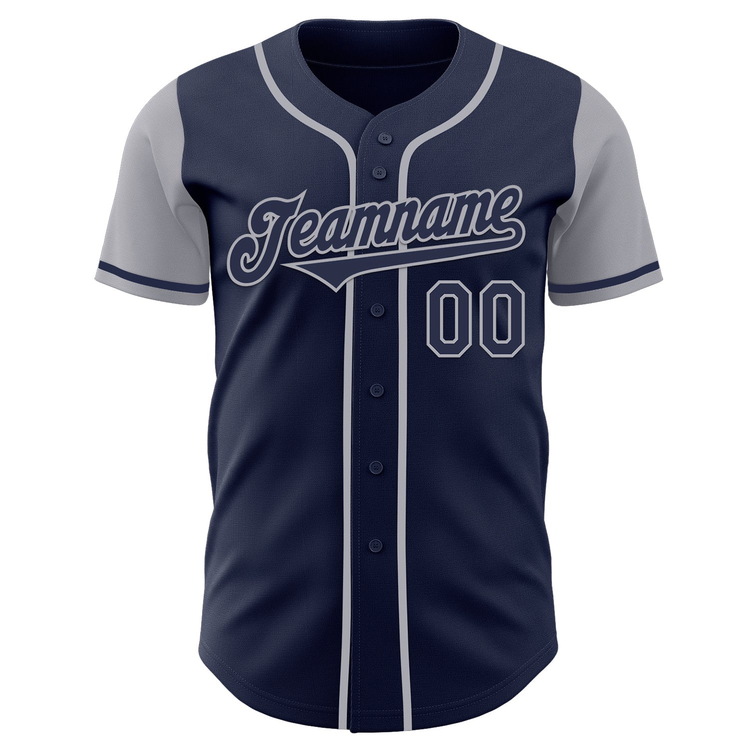 Custom Navy Gray Authentic Two Tone Baseball Jersey baseball jersey product view 2