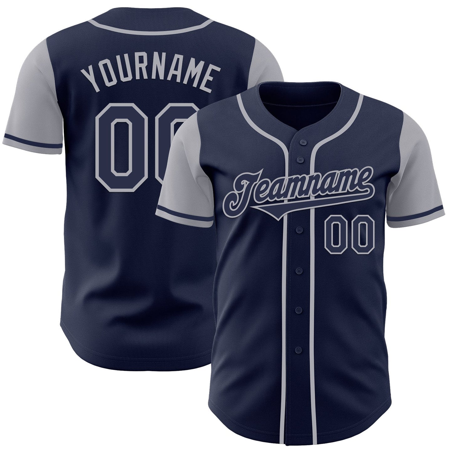 Custom Navy Gray Authentic Two Tone Baseball Jersey baseball jersey product view 1