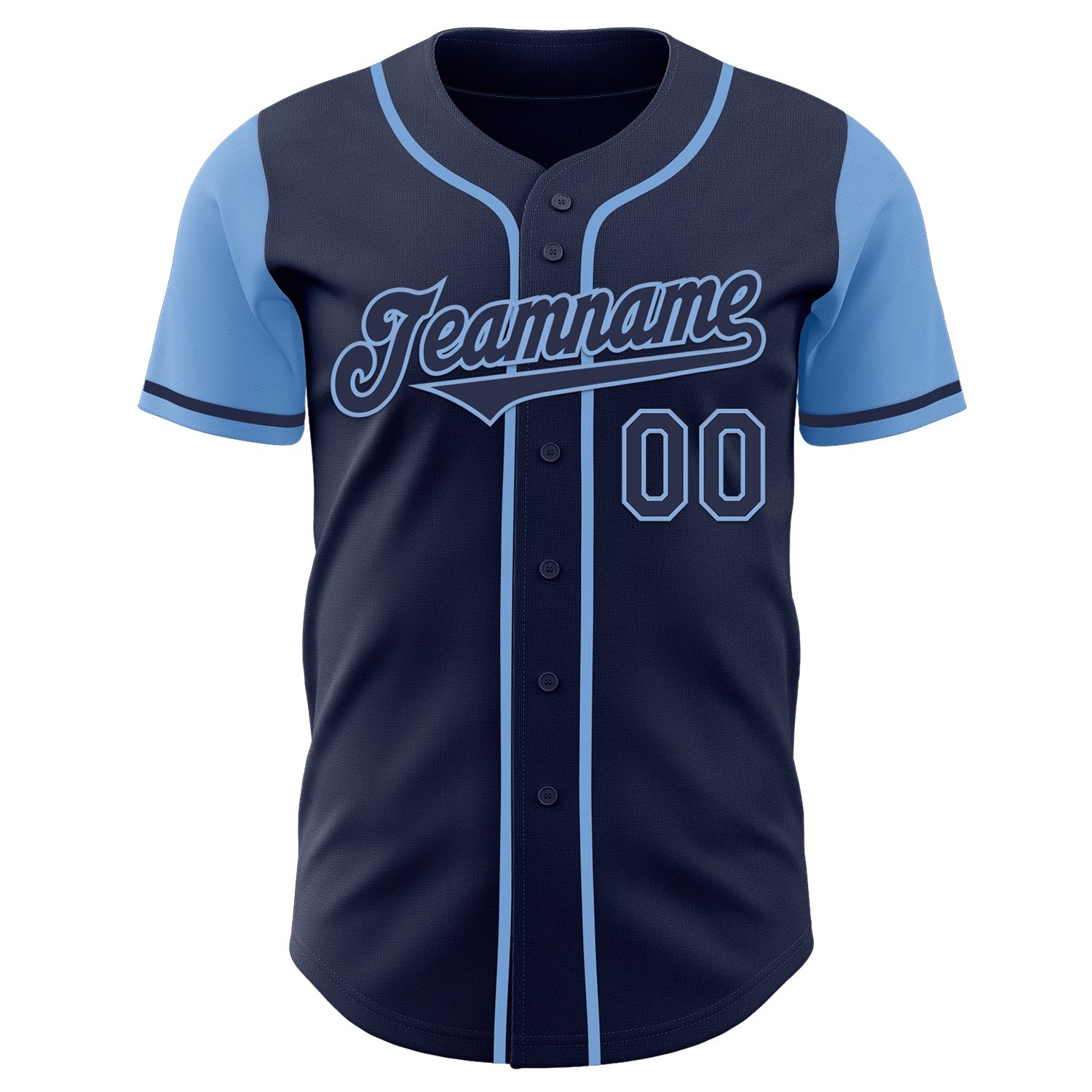 Custom Navy Light Blue Authentic Two Tone Baseball Jersey baseball jersey product view 2