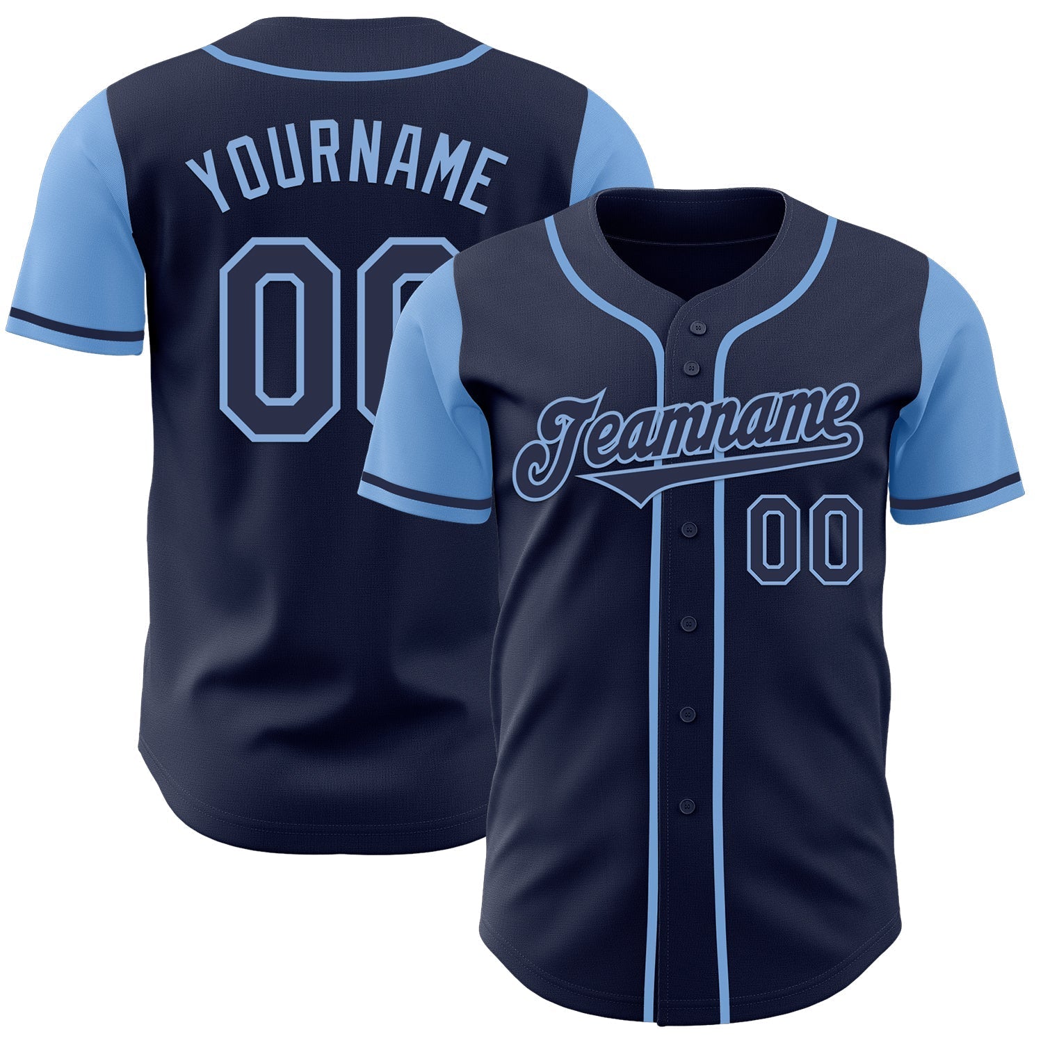 Custom Navy Light Blue Authentic Two Tone Baseball Jersey baseball jersey product view 1