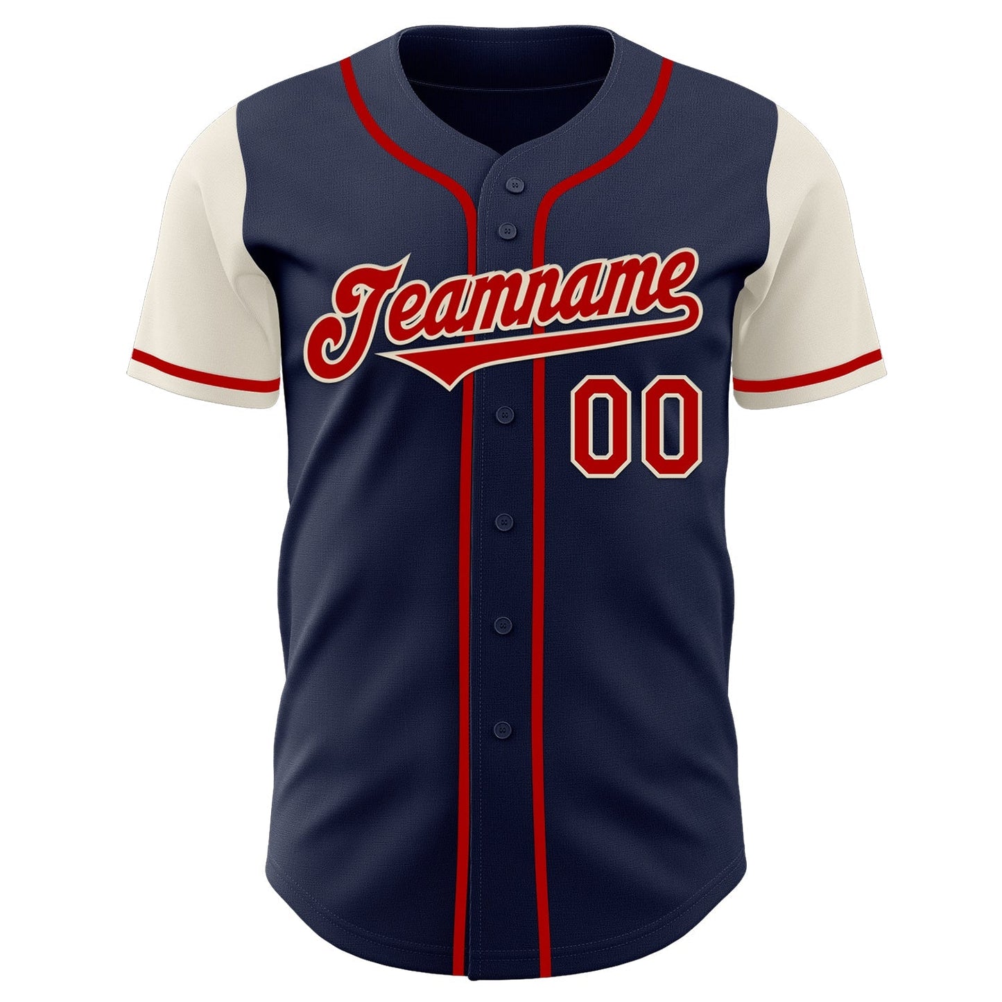 Custom Navy Red-Cream Authentic Two Tone Baseball Jersey baseball jersey product view 2