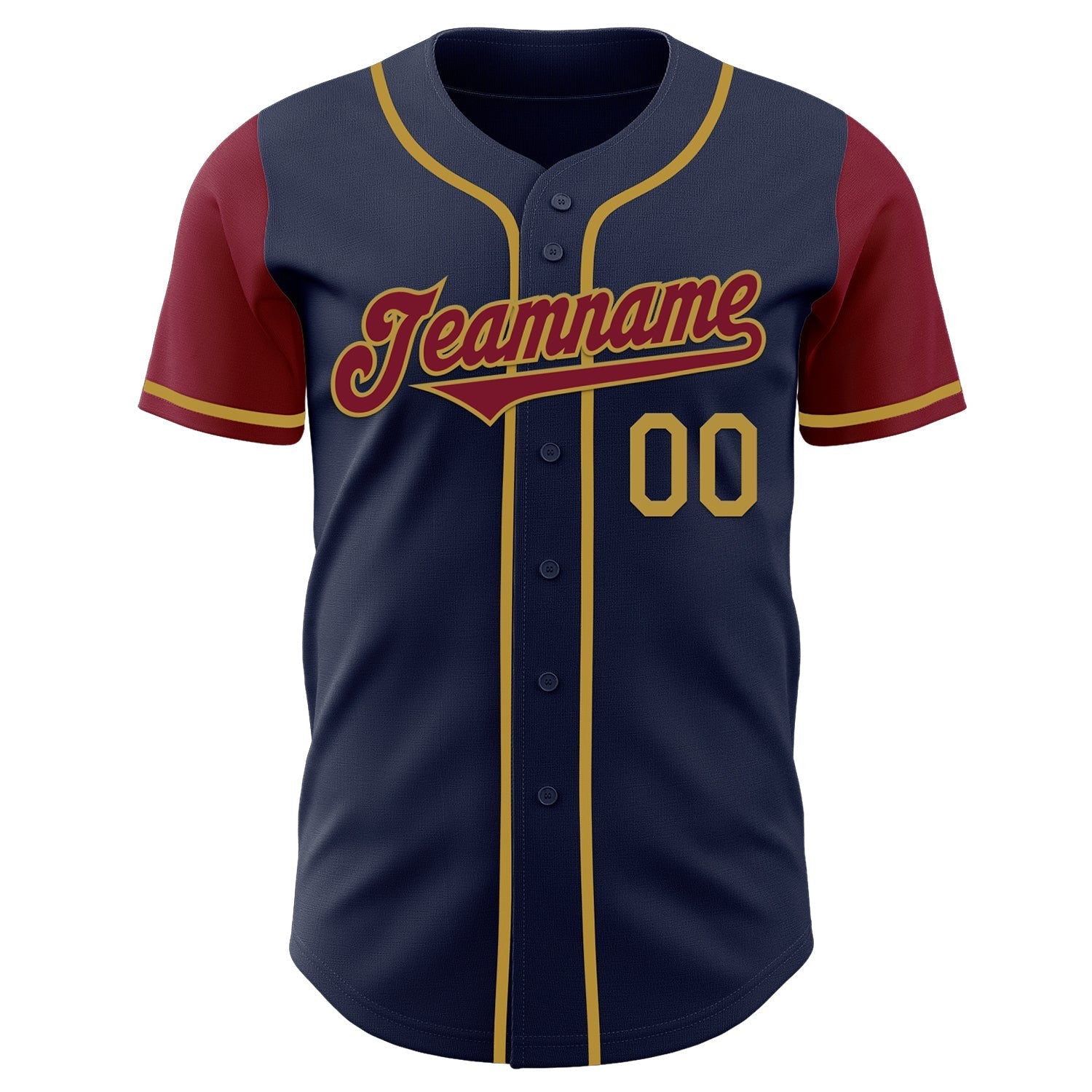 Custom Navy Crimson-Old Gold Authentic Two Tone Baseball Jersey baseball jersey product view 2