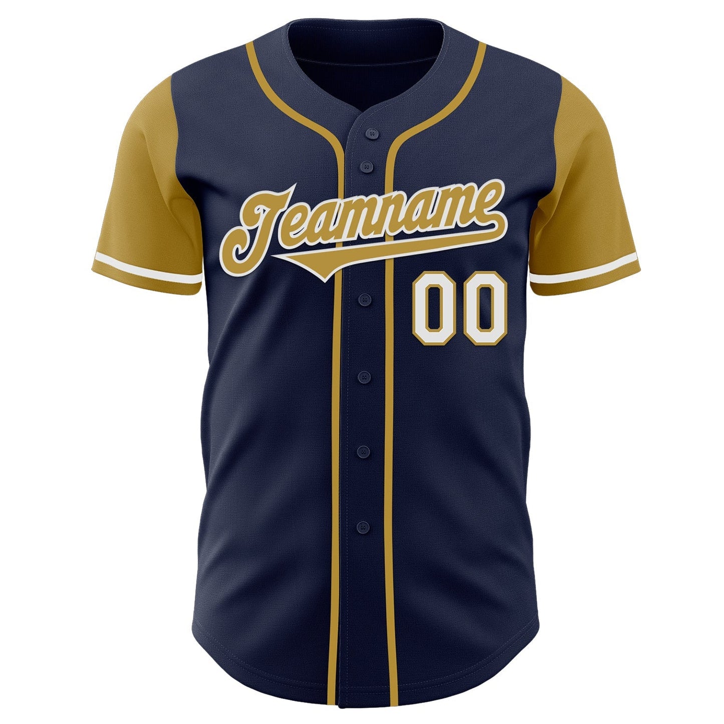 Custom Navy Old Gold-White Authentic Two Tone Baseball Jersey baseball jersey product view 2