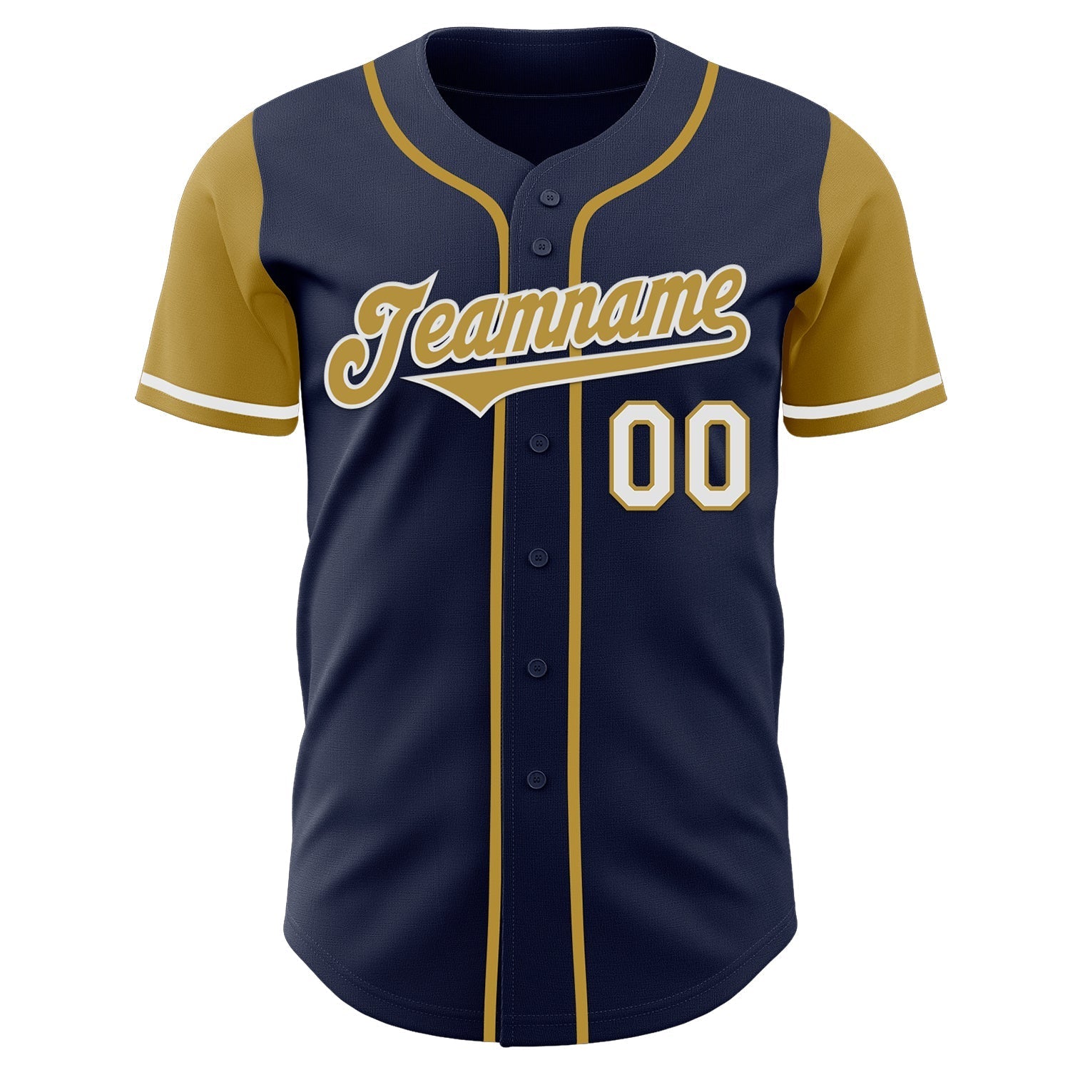 Custom Navy Old Gold-White Authentic Two Tone Baseball Jersey baseball jersey product view 2