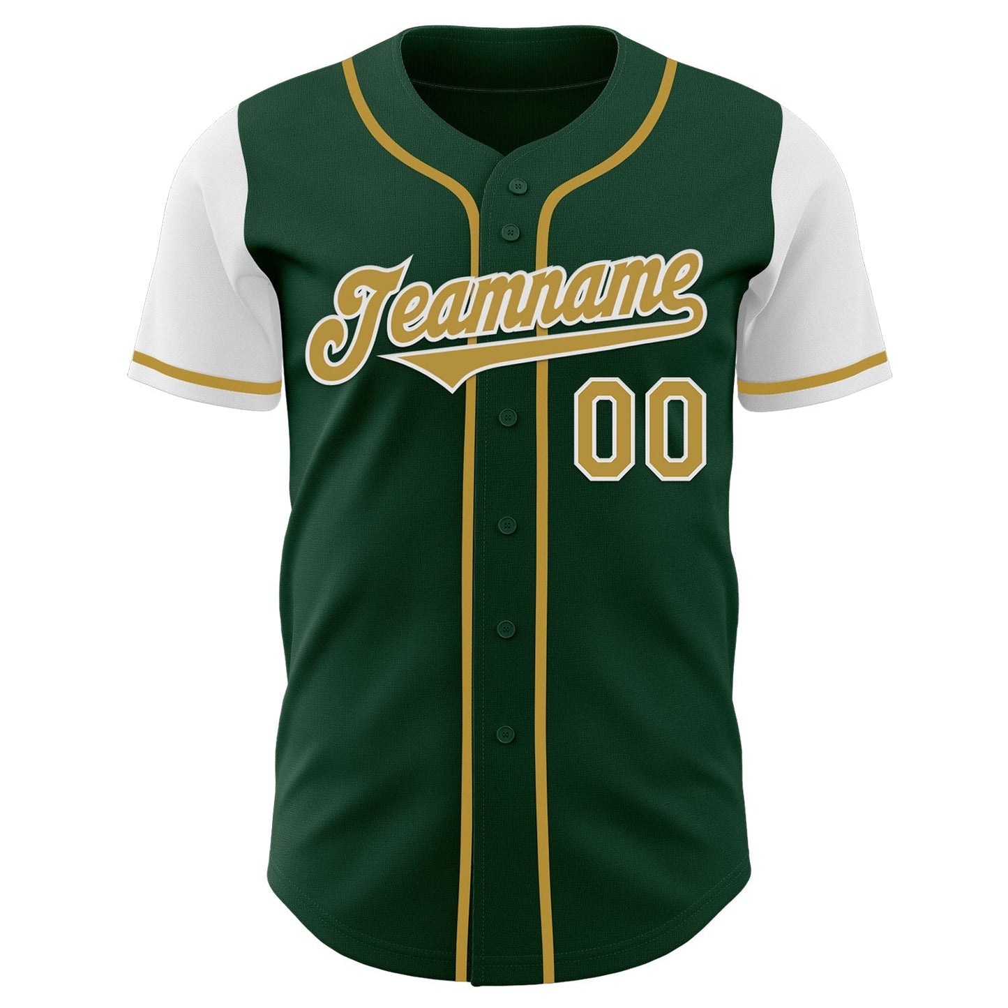 Custom Green Old Gold-White Authentic Two Tone Baseball Jersey baseball jersey product view 2