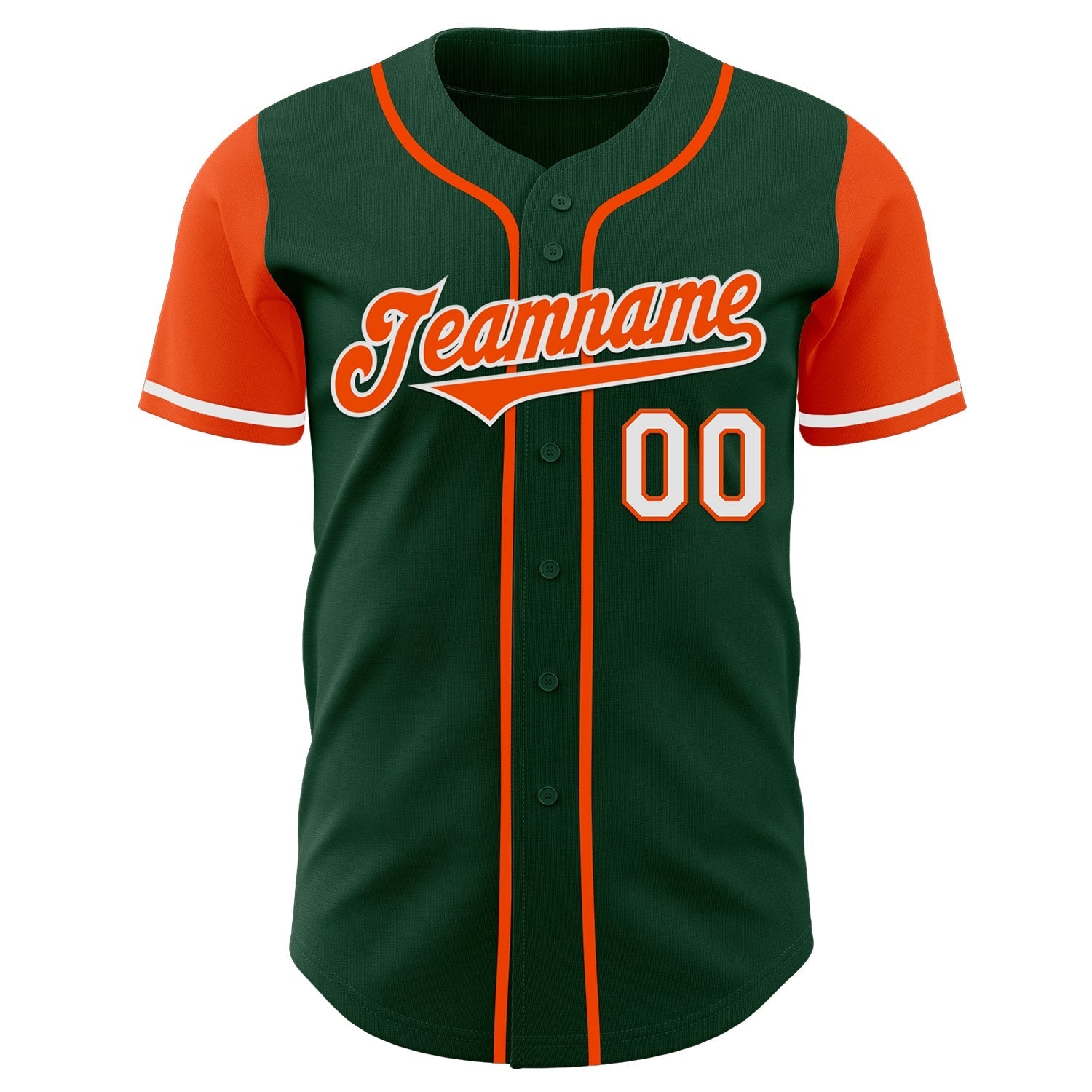 Custom Green Orange-White Authentic Two Tone Baseball Jersey baseball jersey product view 2